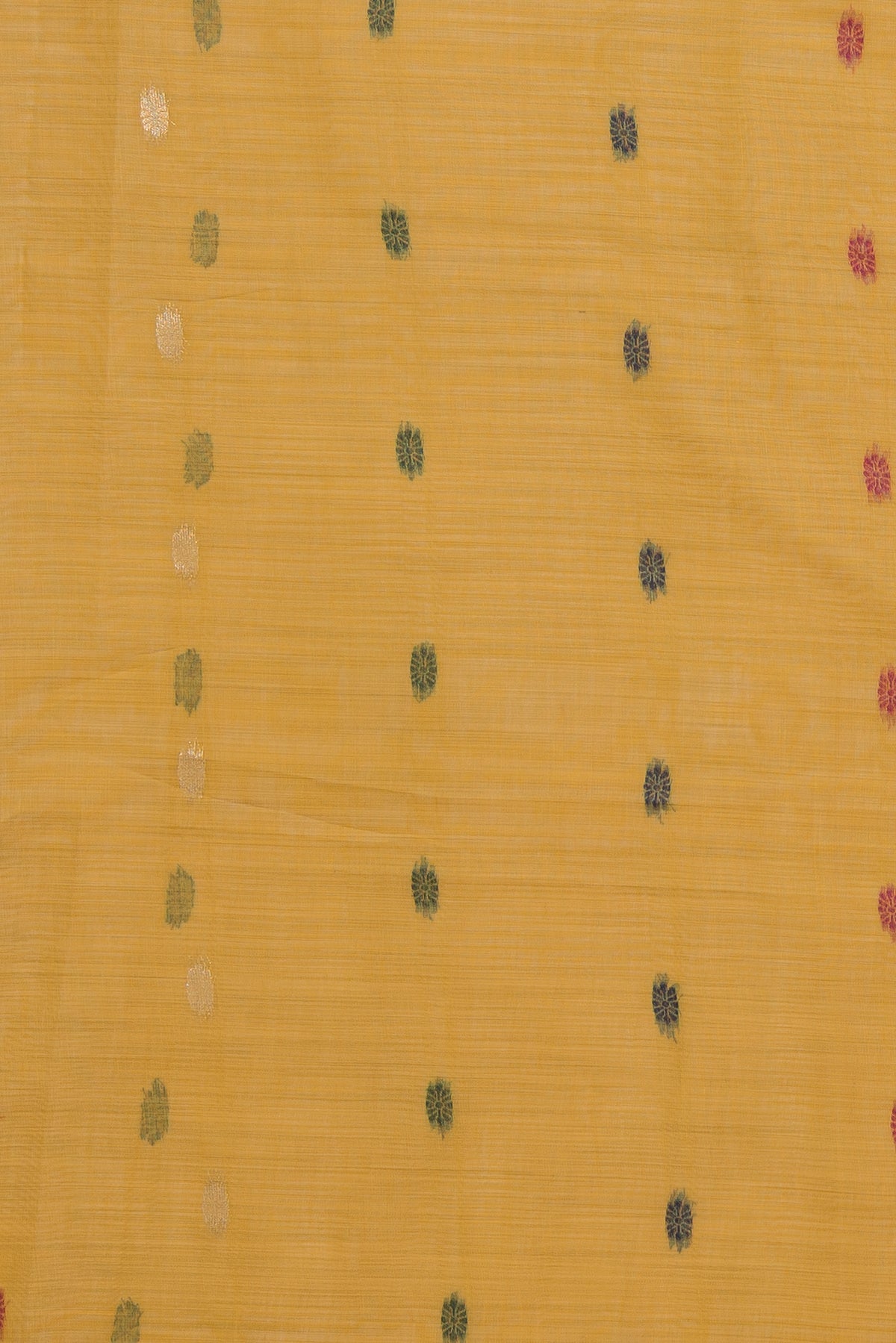 Marigold Yellow Jamdhani Cotton Paithani Saree with Double butti and Pakṣivṛnda Pallu