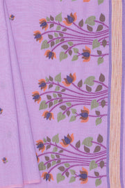 Lavender Cotton Saree with Padma Pallu and Resham threadwork butti