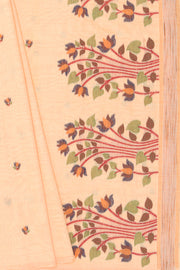 Sunflower Yellow Cotton Saree with Padma Pallu and Resham threadwork butti