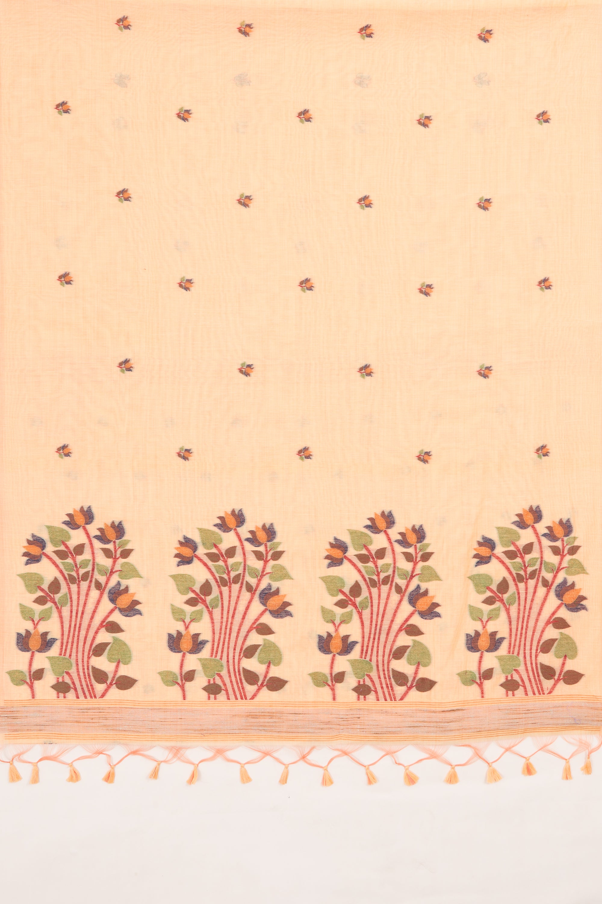 Sunflower Yellow Cotton Saree with Padma Pallu and Resham threadwork butti