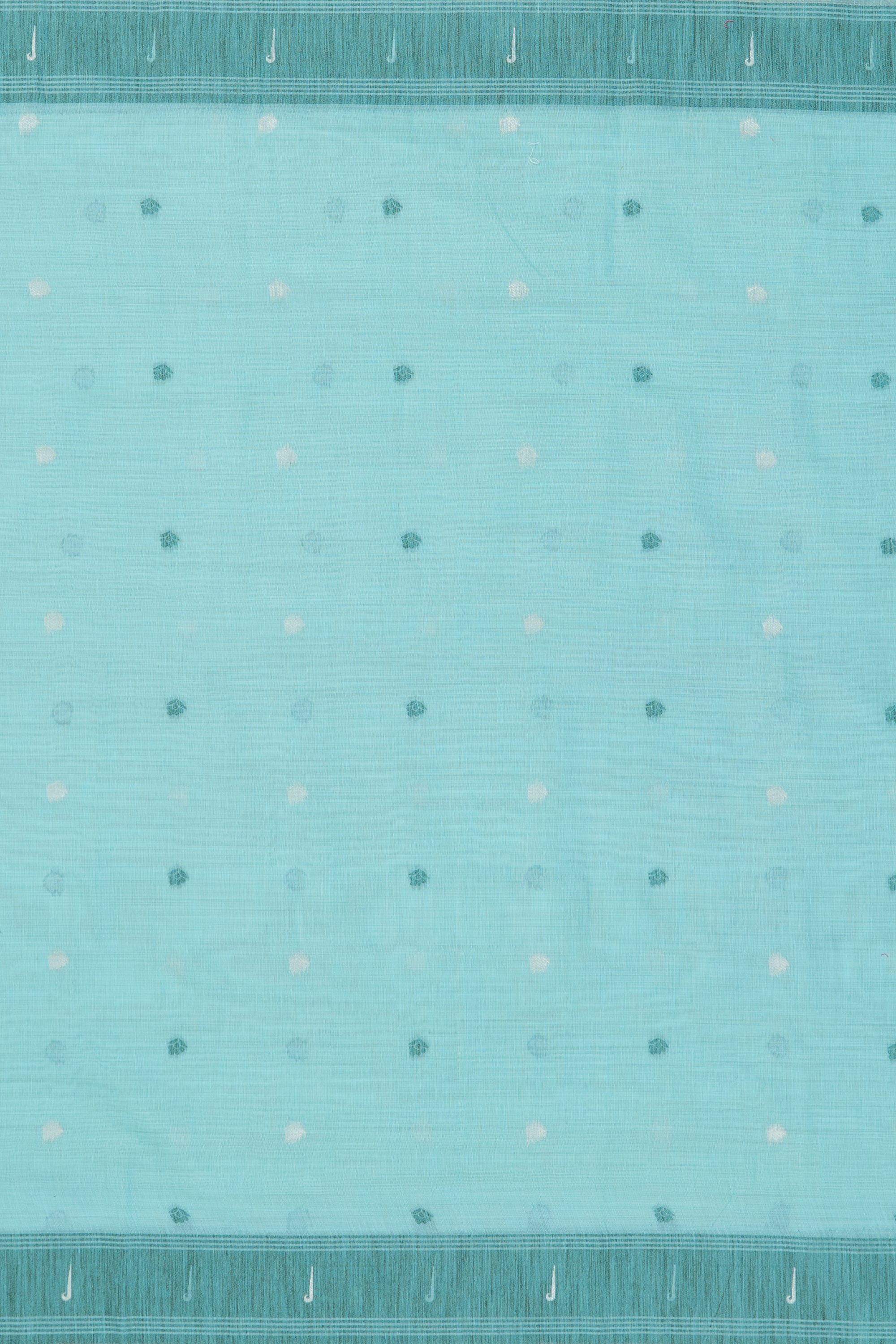 Sea Green Cotton Paithani Saree with Mṛgataru-Padmāvalī Pallu and contrast Forest Munya border