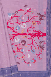 Lavender Cotton Paithani Saree with Mṛgataru-Padmāvalī Pallu and contrast Forest Munya border