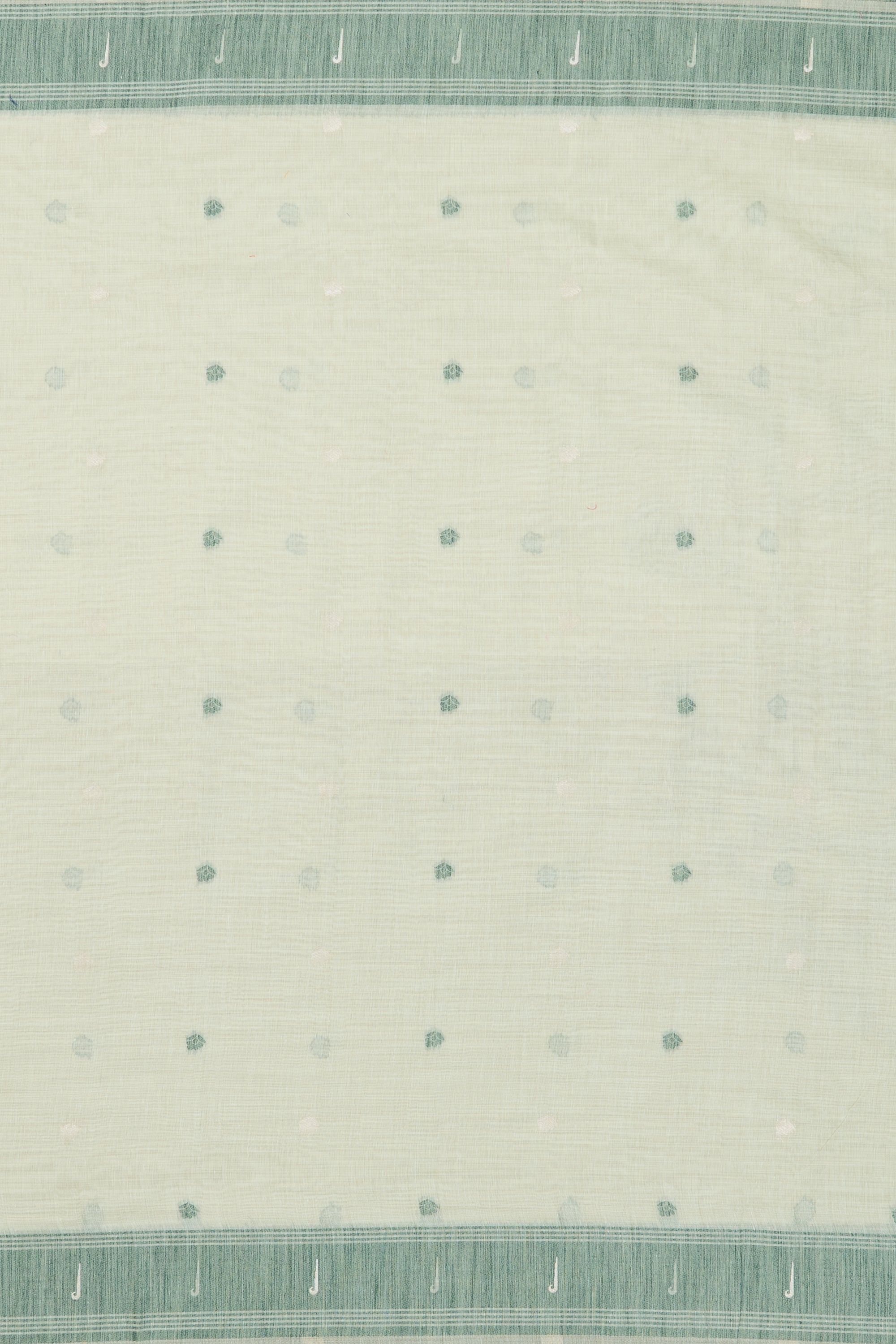 Pastel Green Cotton Paithani Saree with Mṛgataru-Padmāvalī Pallu and contrast Forest Munya border