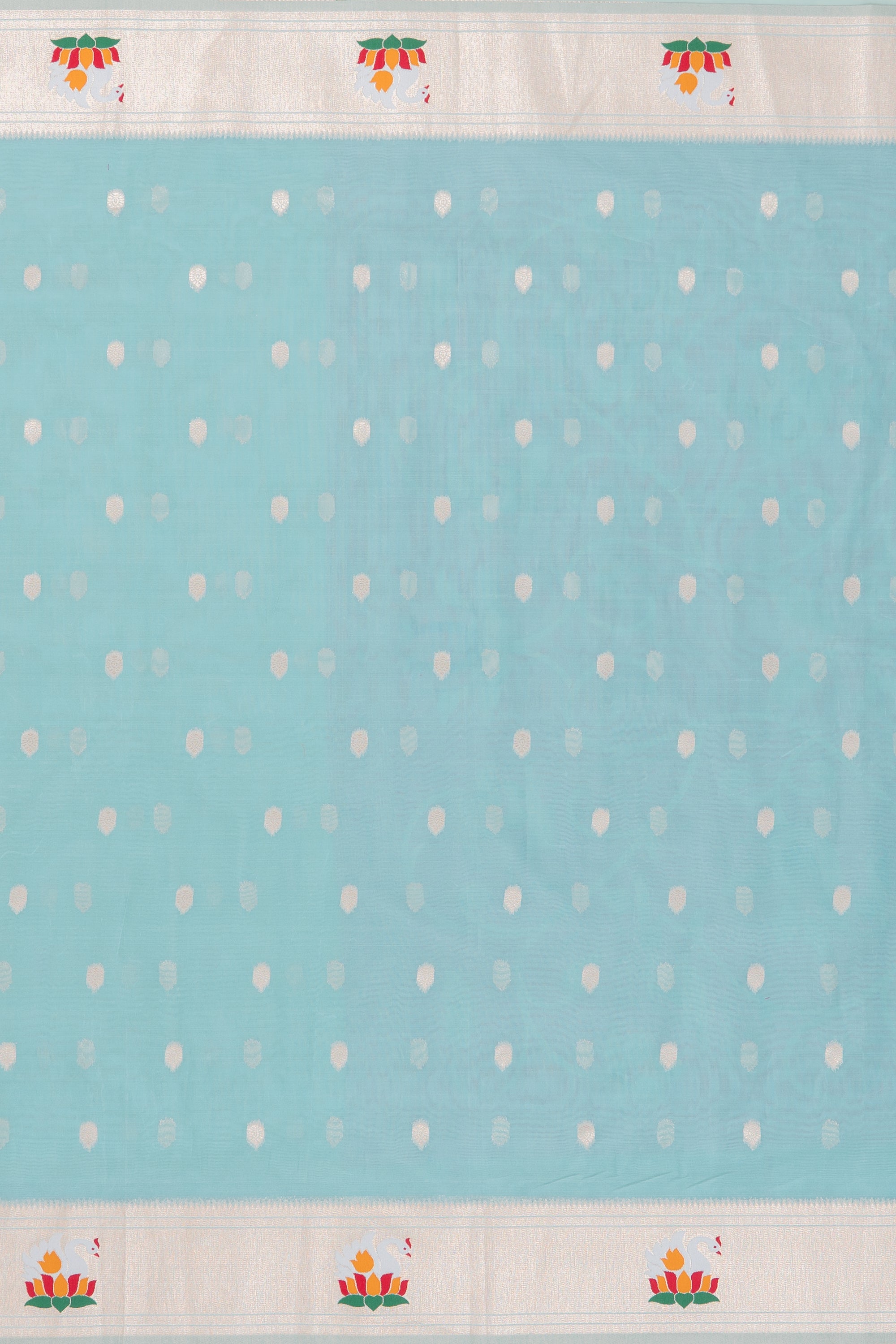 Pastel Blue Tissue Organza Paithani Saree with Hans Pallu and border