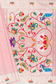 Pastel Pink Tissue Organza Paithani Saree with Hans Pallu and border