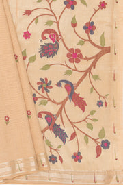 Butter Yellow Jamdhani Cotton Paithani Saree with Adbhuta Mayūra Pallu