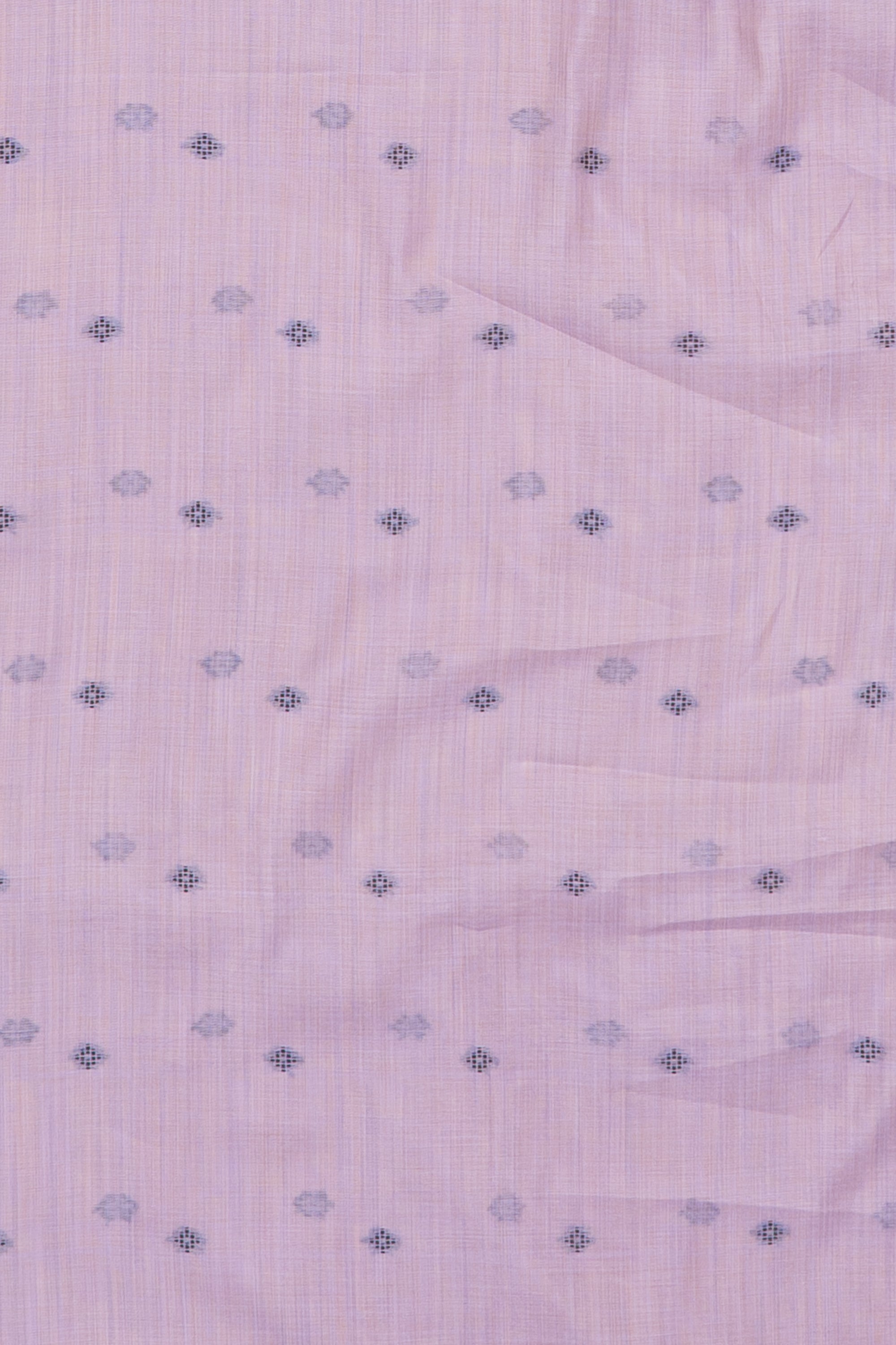 Lavender Cotton Saree with Geometric Mor butti and Geometric Parrot Pallu