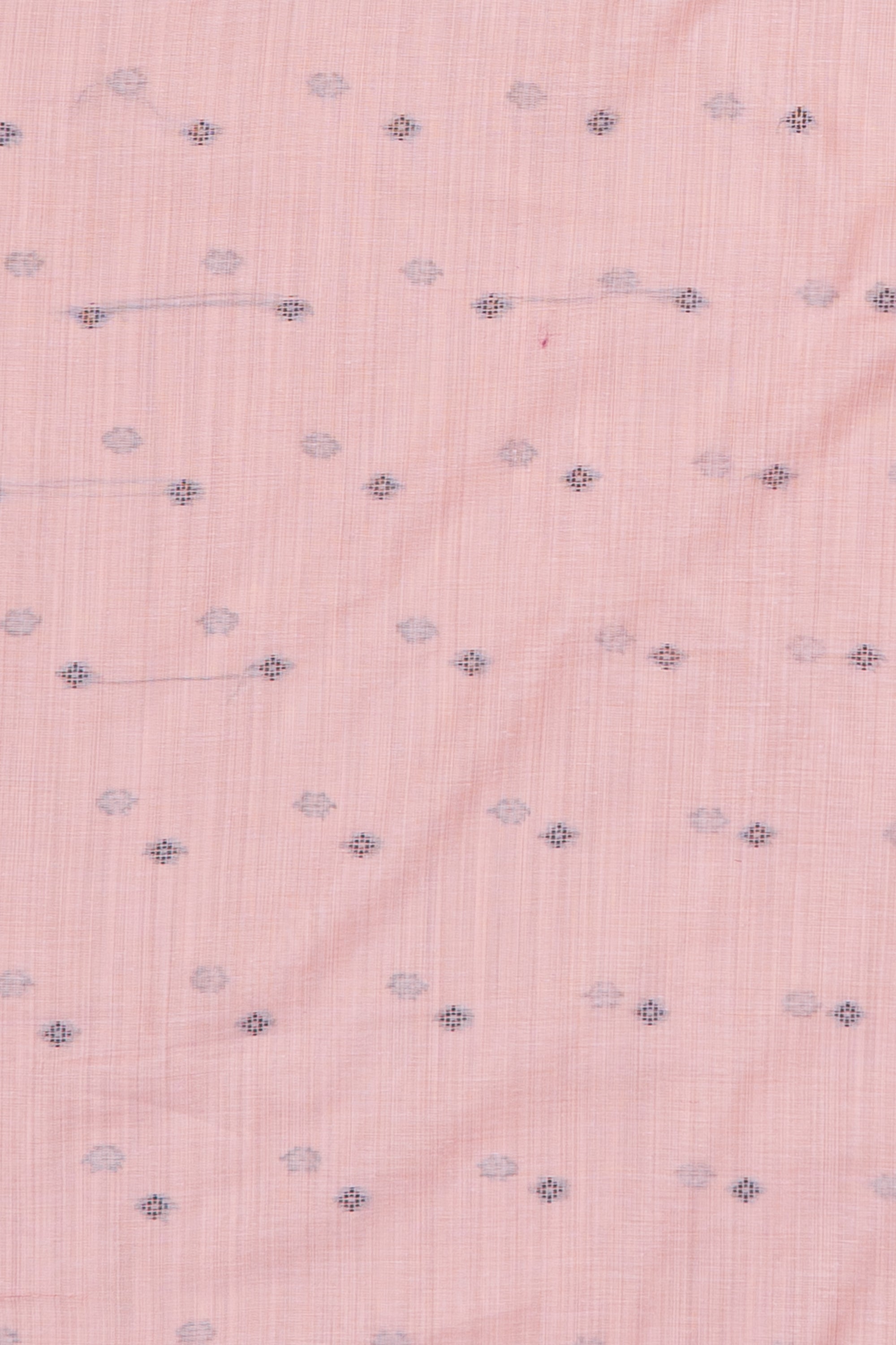 Pastel Rose Cotton Saree with Geometric Mor butti and Geometric Parrot Pallu