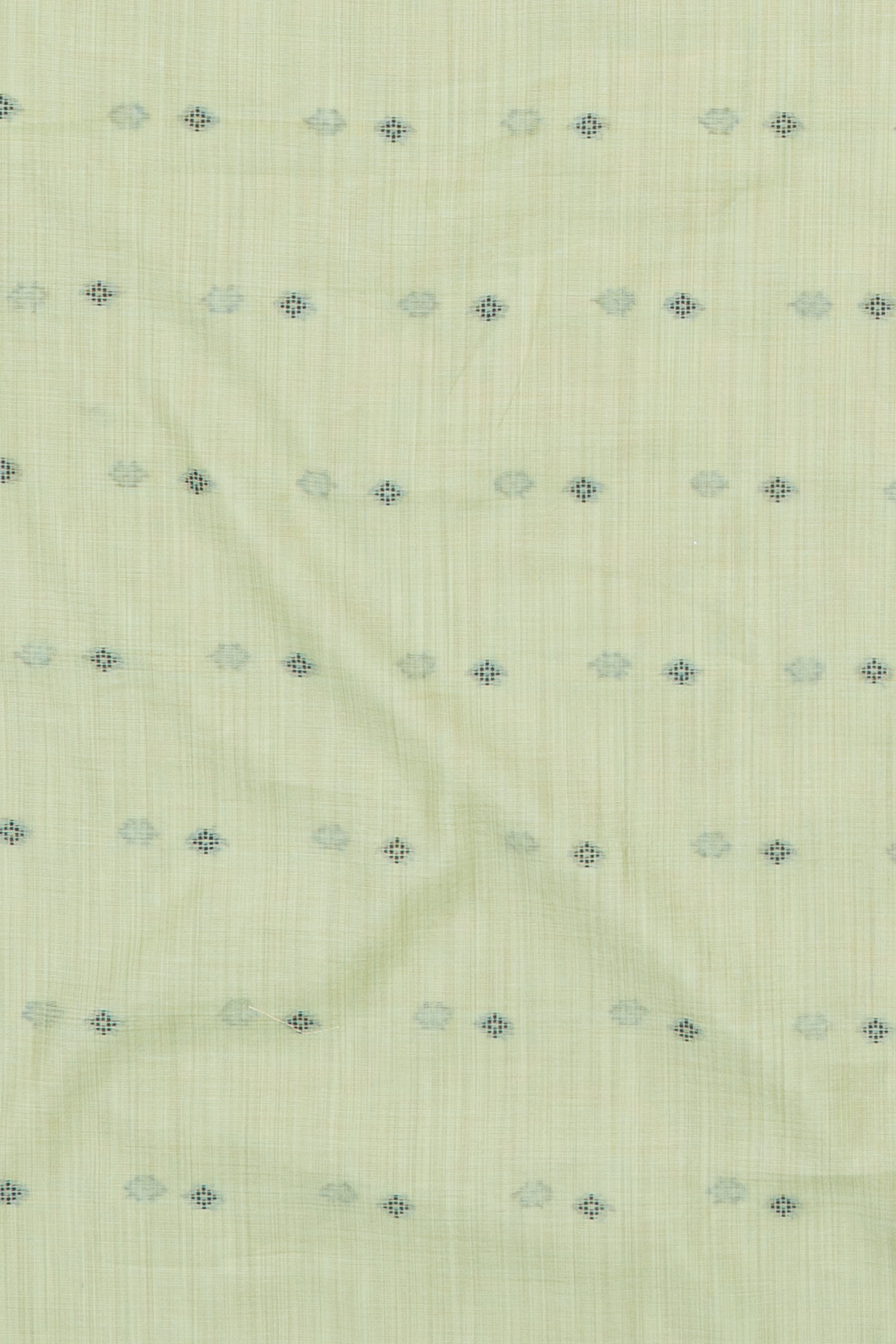 Pastel Green Cotton Saree with Geometric Mor butti and Geometric Parrot Pallu