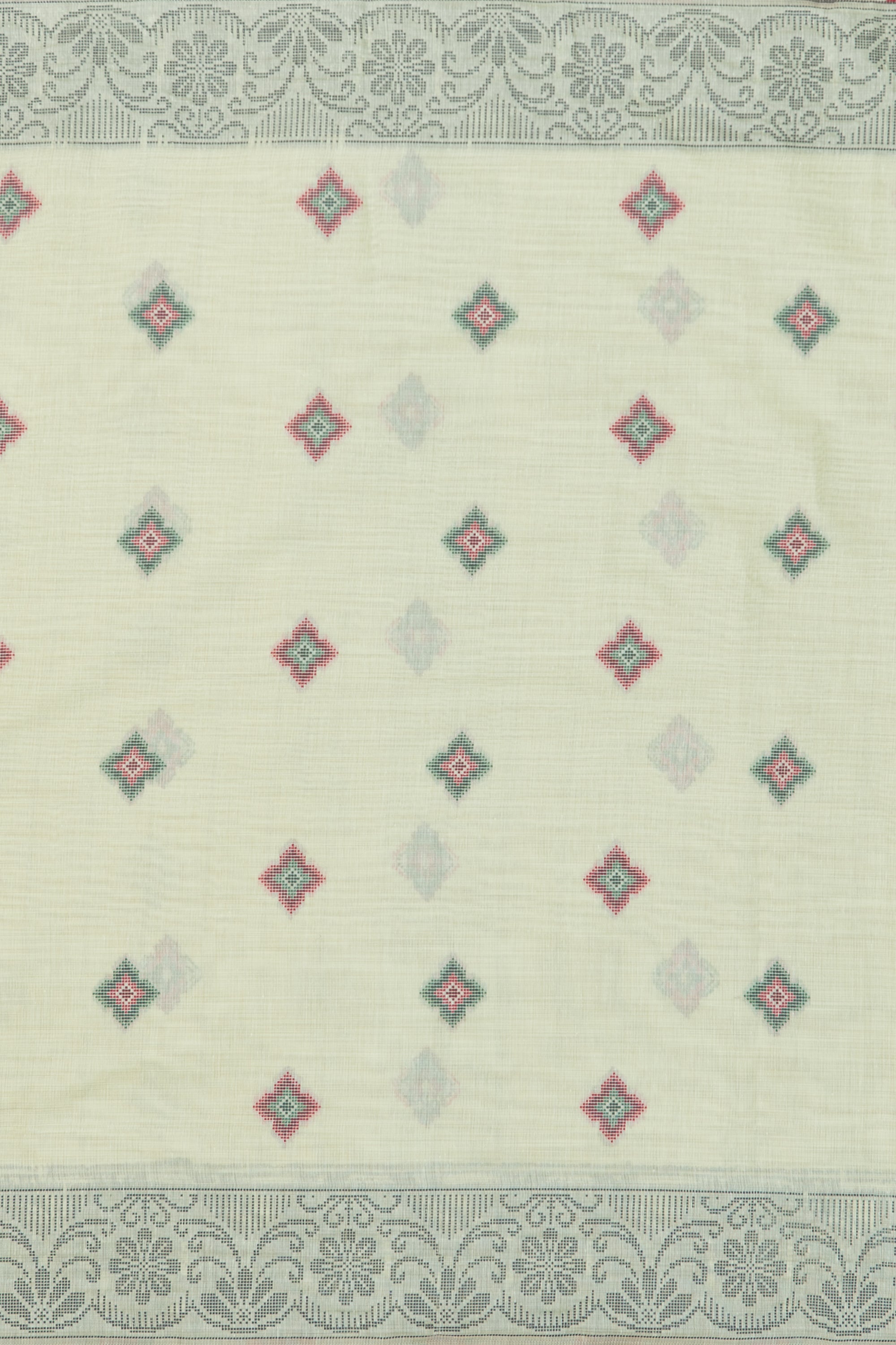 Pastel Green Cotton Saree with Geometric Hīraka butti and Pallu