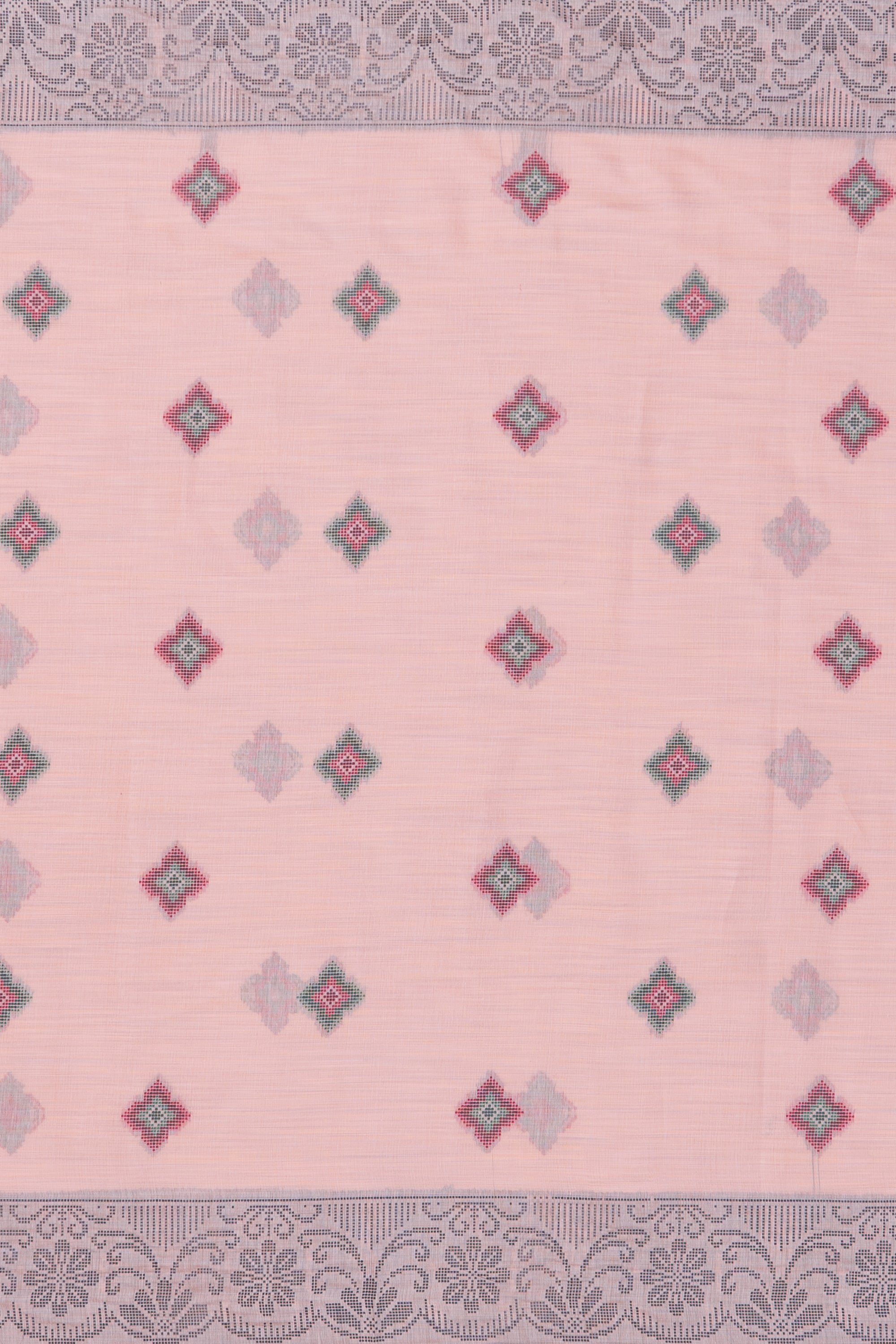 Rose Cotton Saree with Geometric Hīraka butti and Pallu