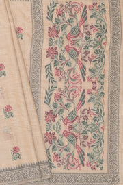 Earthy Brown Cotton Saree with Geometric Mor butti and Geometric Parrot Pallu