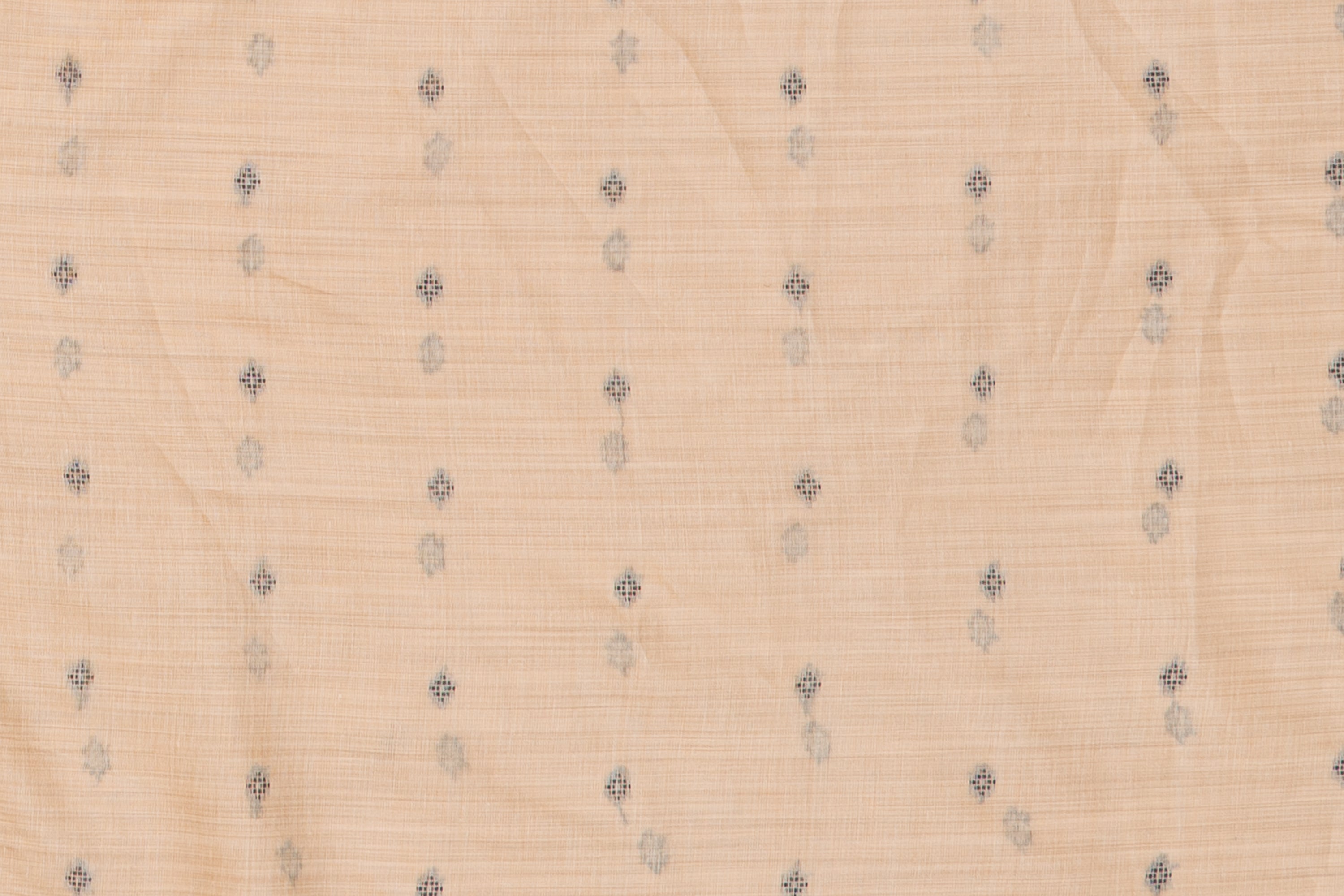 Earthy Brown Cotton Saree with Geometric Mor butti and Geometric Parrot Pallu