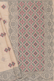 Earthy Brown Cotton Saree with Geometric Hīraka butti and Pallu