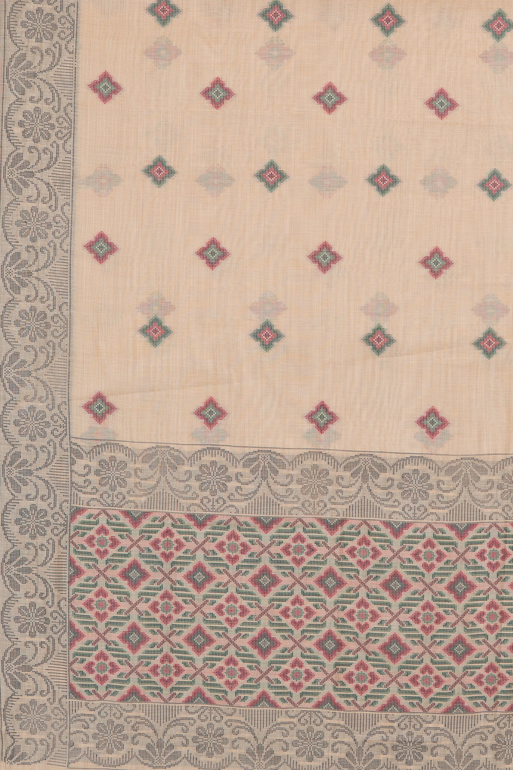 Earthy Brown Cotton Saree with Geometric Hīraka butti and Pallu