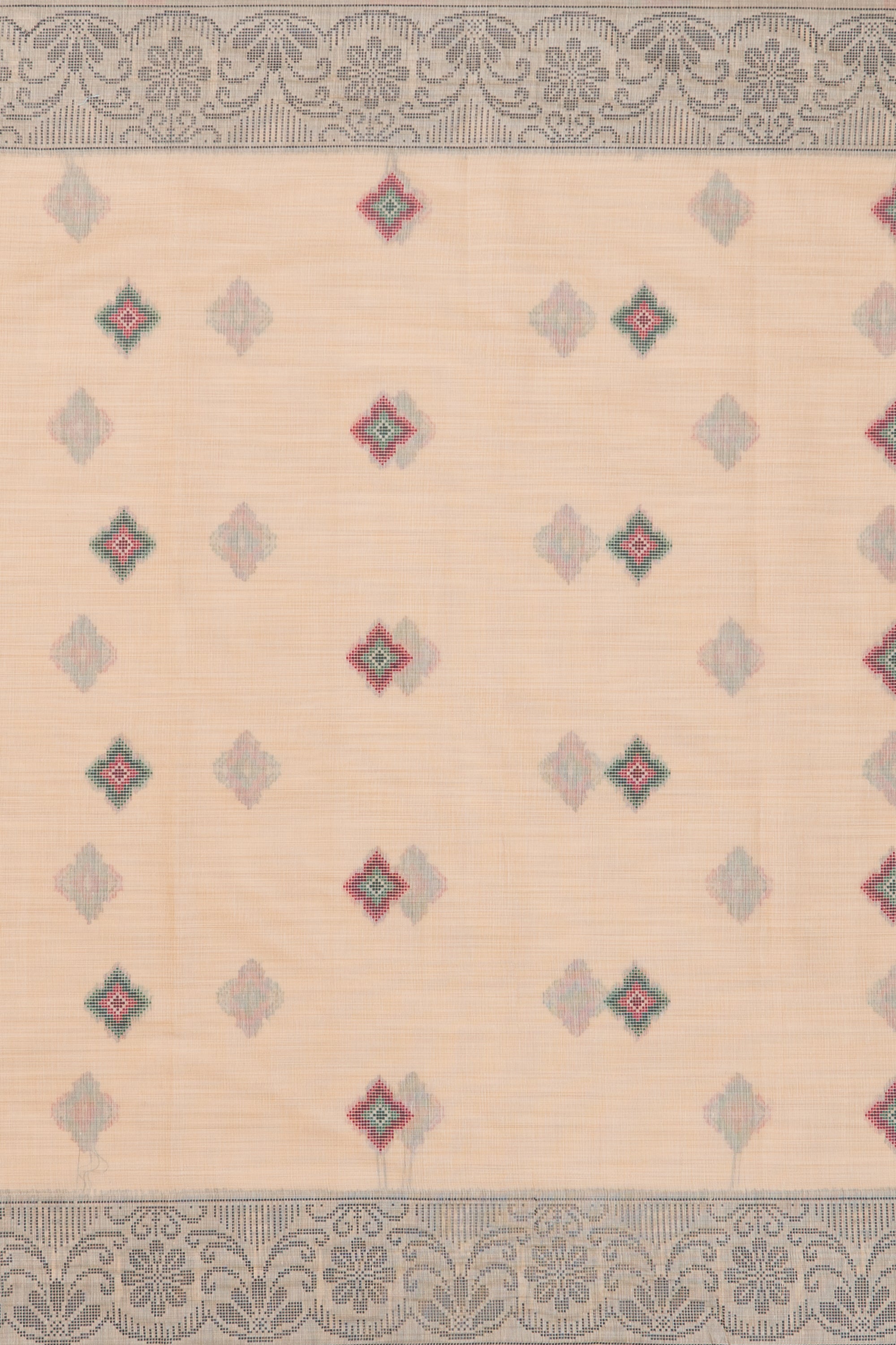 Earthy Brown Cotton Saree with Geometric Hīraka butti and Pallu