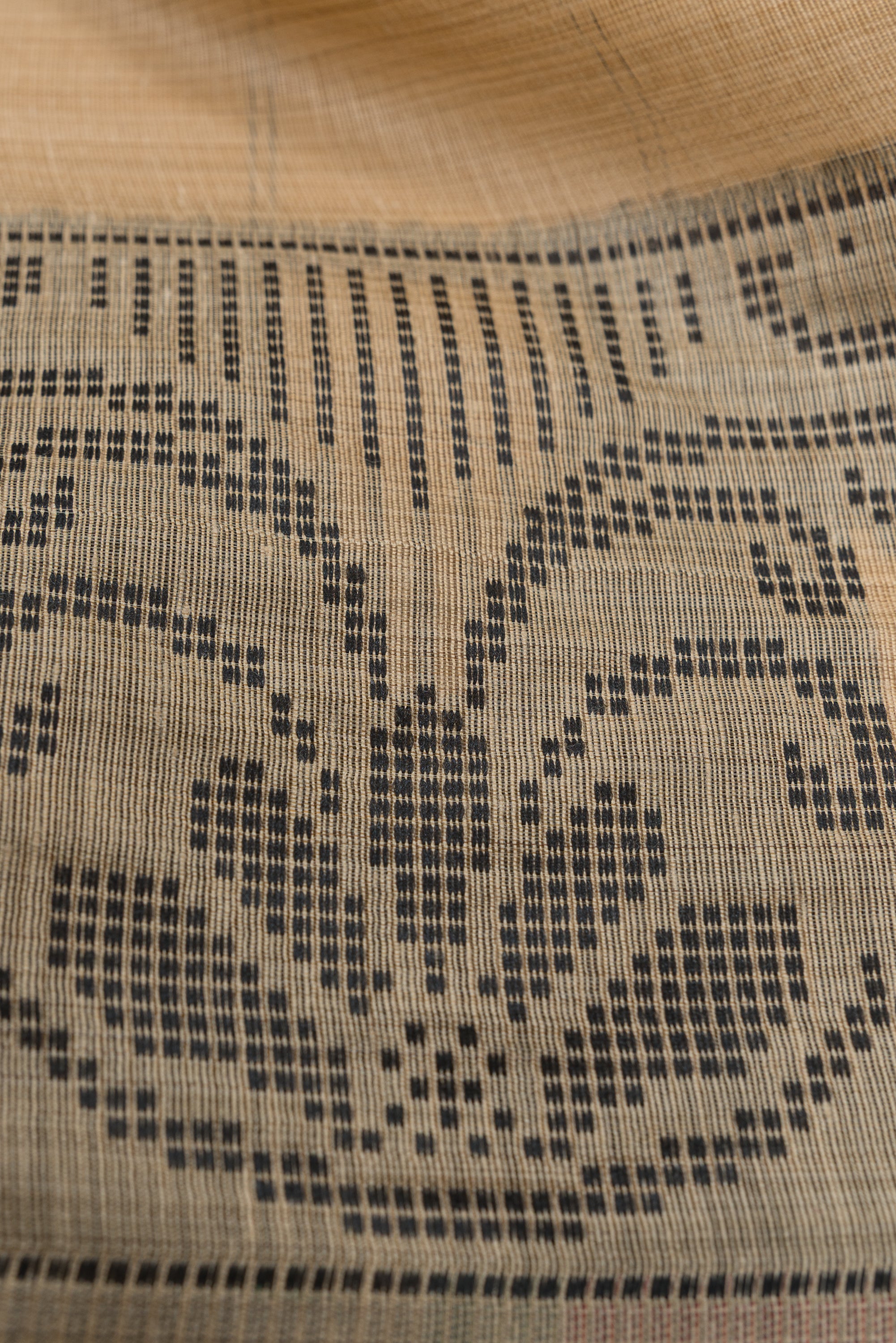 Earthy Brown Cotton Saree with Geometric Hīraka butti and Pallu