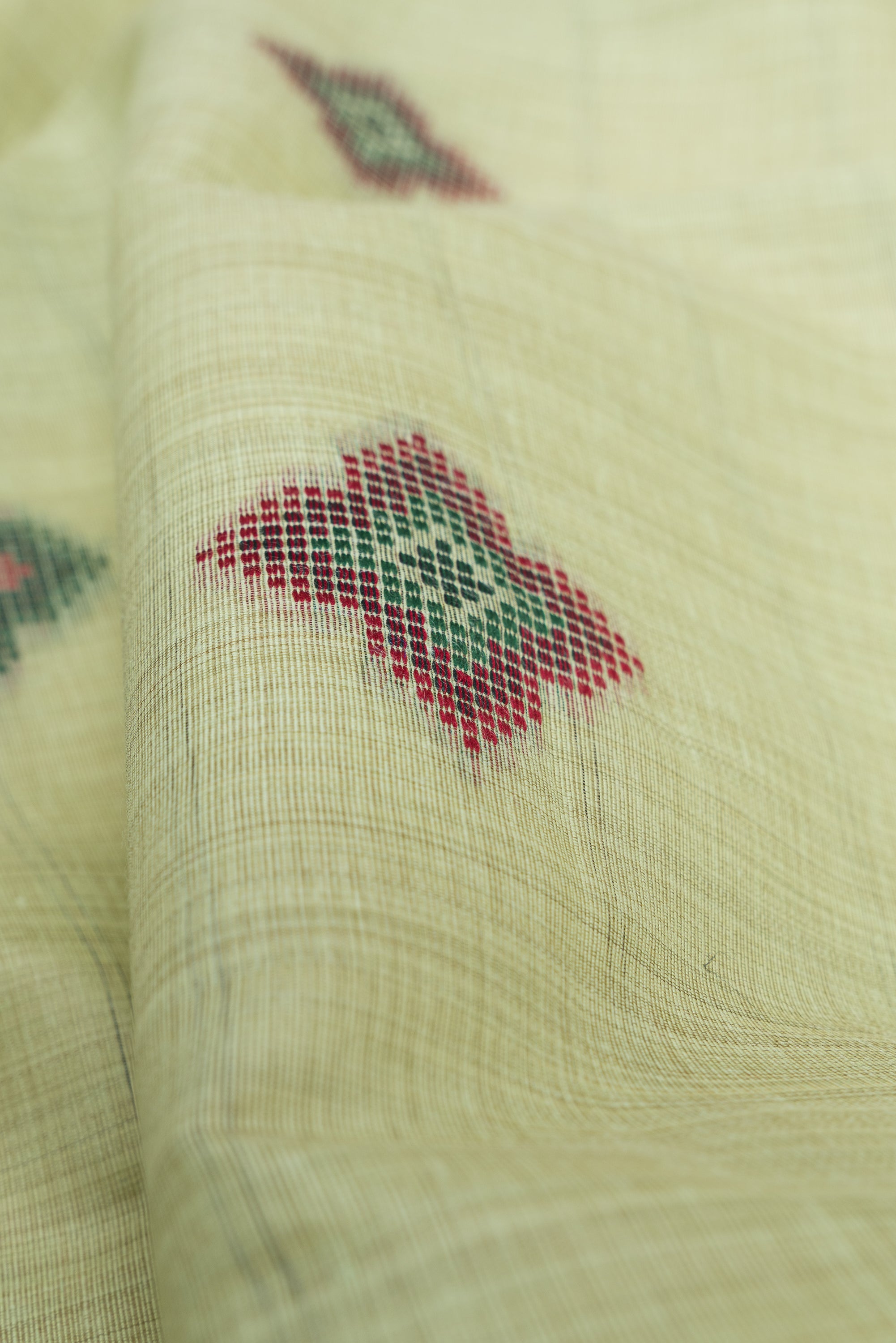 Pastel Green Cotton Saree with Geometric Hīraka butti and Pallu