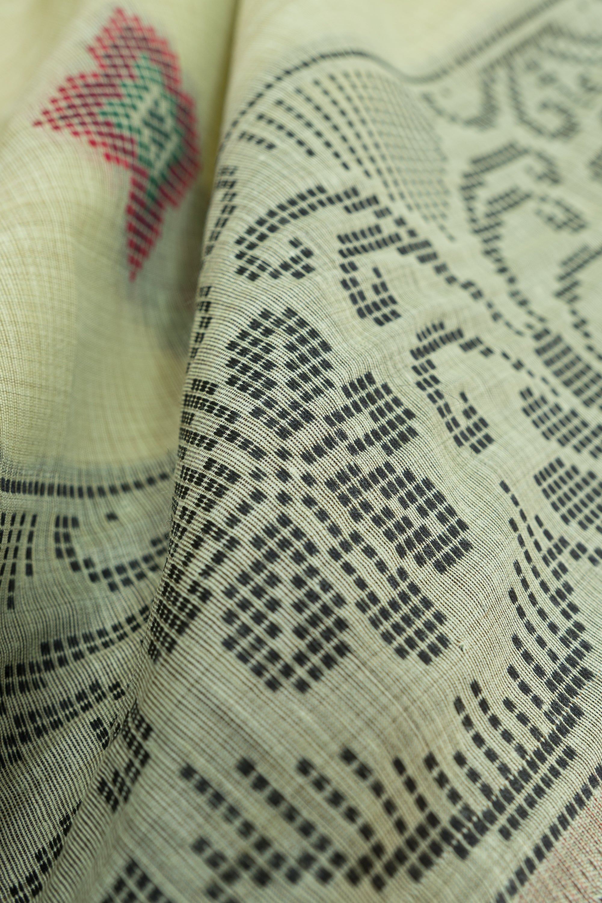 Pastel Green Cotton Saree with Geometric Hīraka butti and Pallu