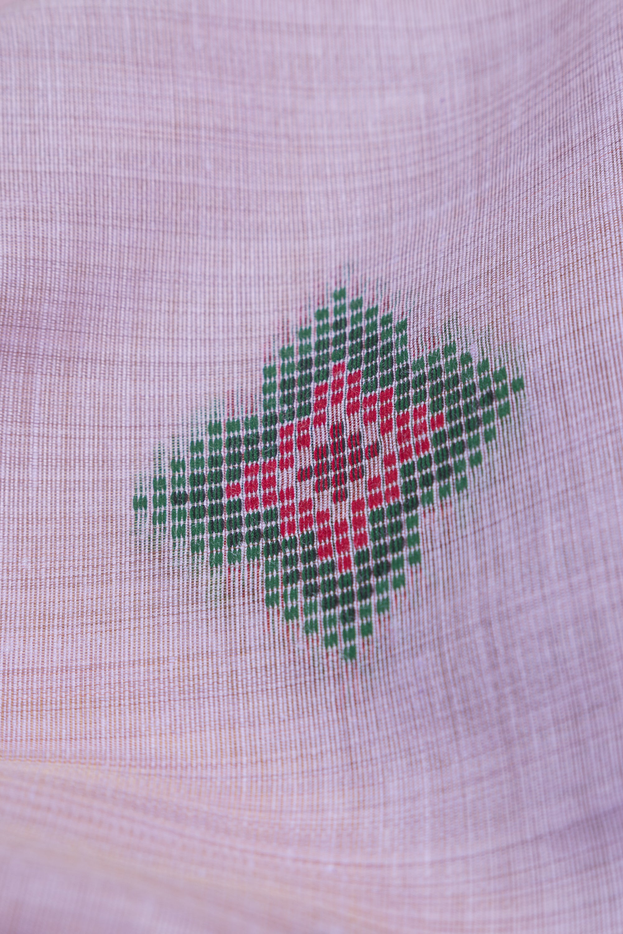 Lavender Cotton Saree with Geometric Hīraka butti and Pallu