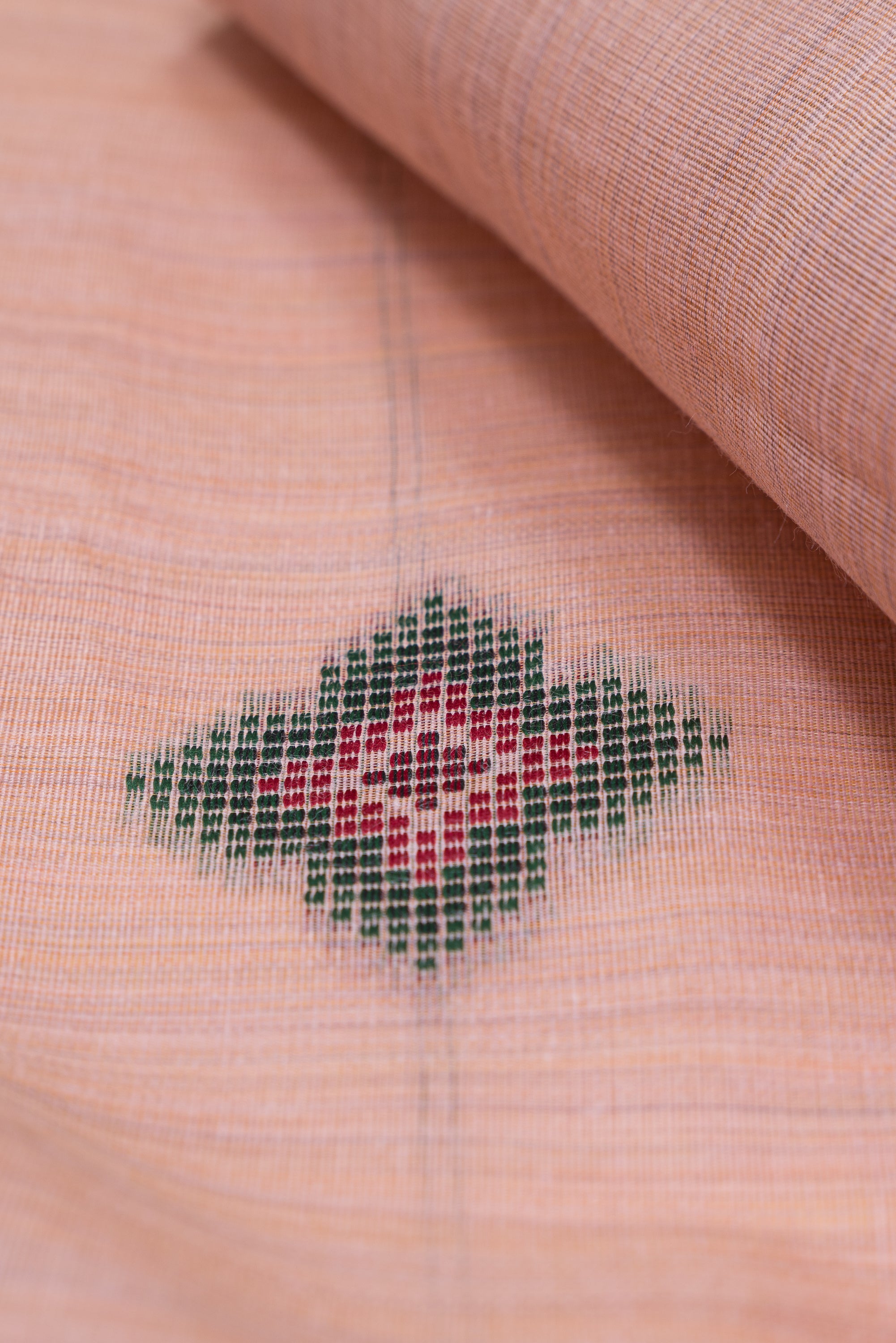 Rose Cotton Saree with Geometric Hīraka butti and Pallu