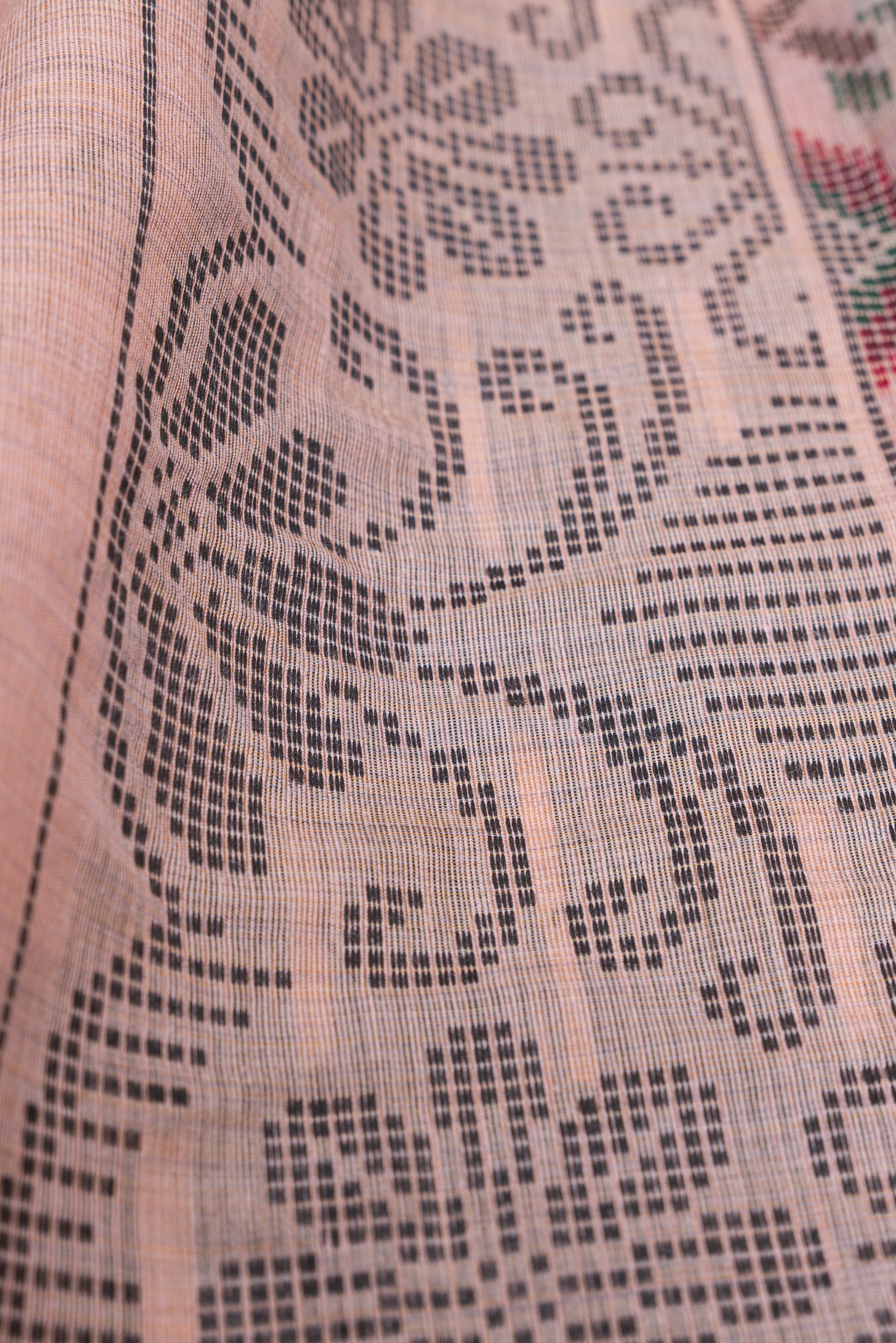 Rose Cotton Saree with Geometric Hīraka butti and Pallu