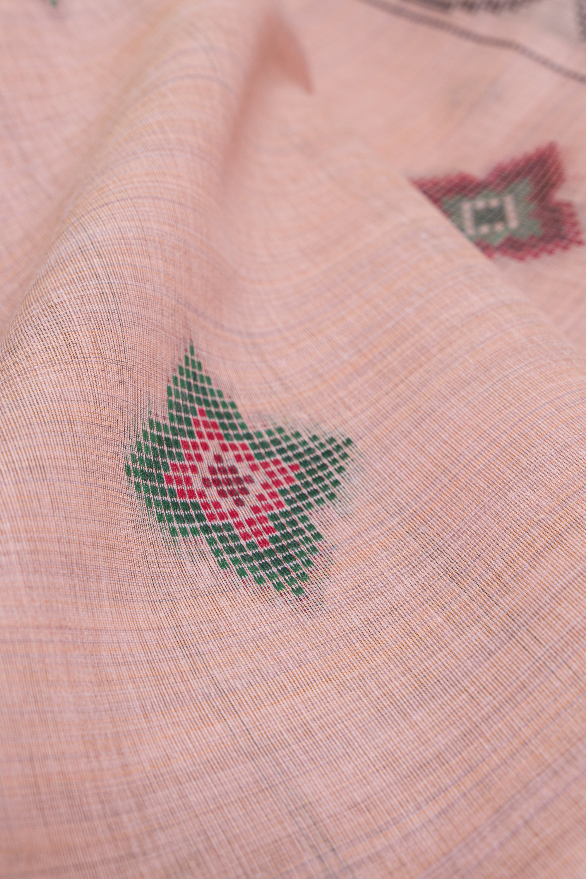 Rose Cotton Saree with Geometric Hīraka butti and Pallu