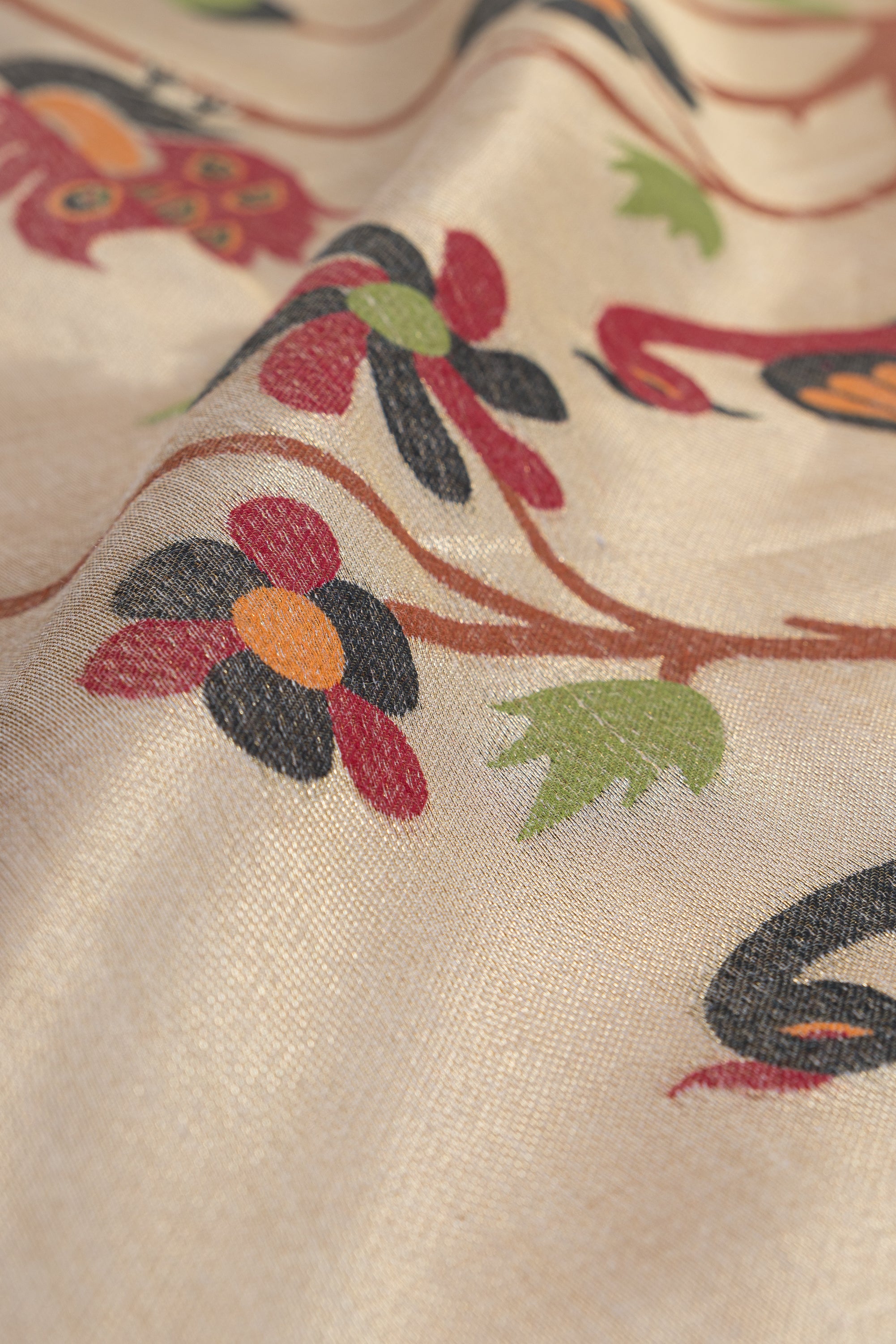 Earthy Grey Jamdhani Cotton Paithani Saree with Adbhuta Mayūra Pallu