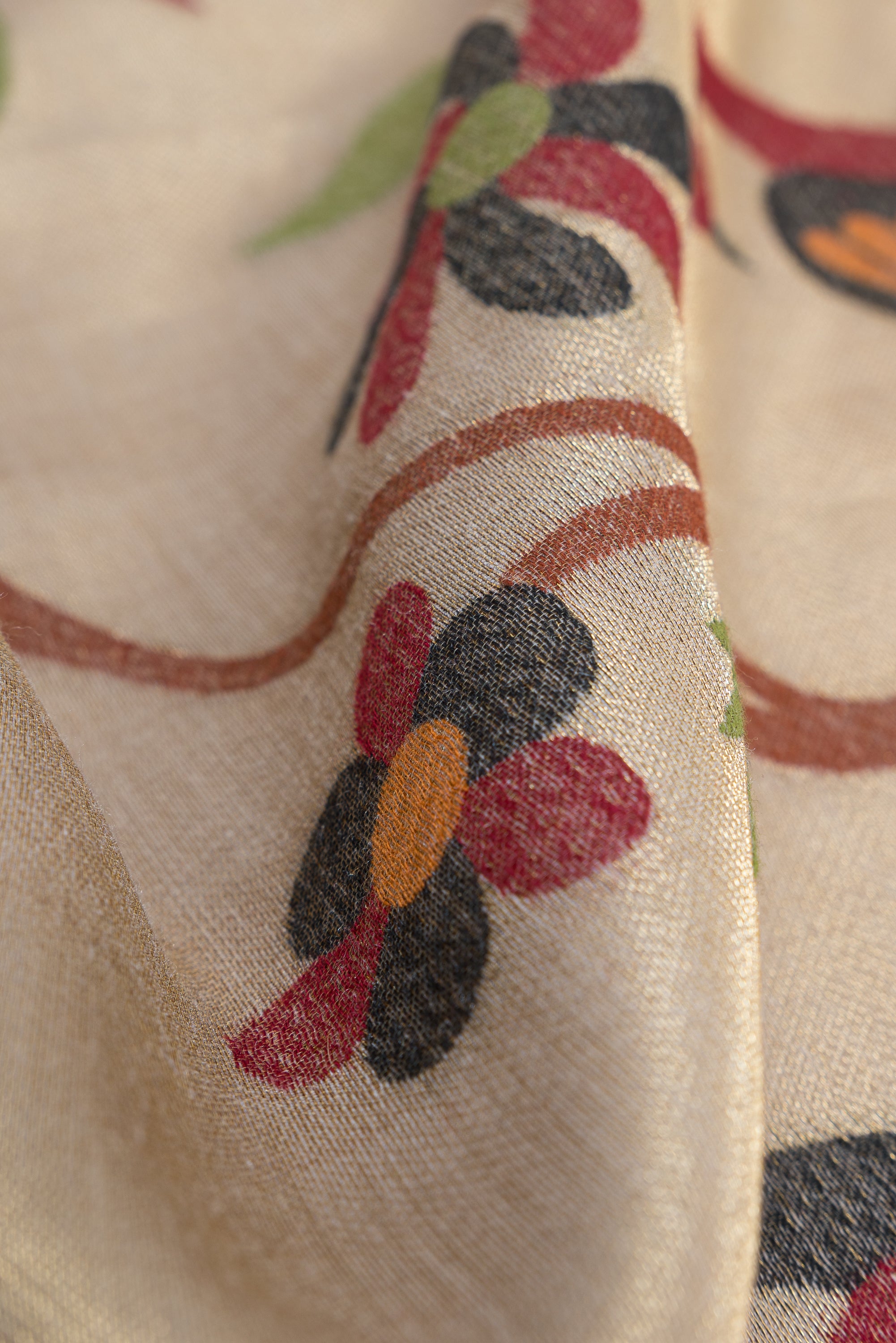 Earthy Grey Jamdhani Cotton Paithani Saree with Adbhuta Mayūra Pallu