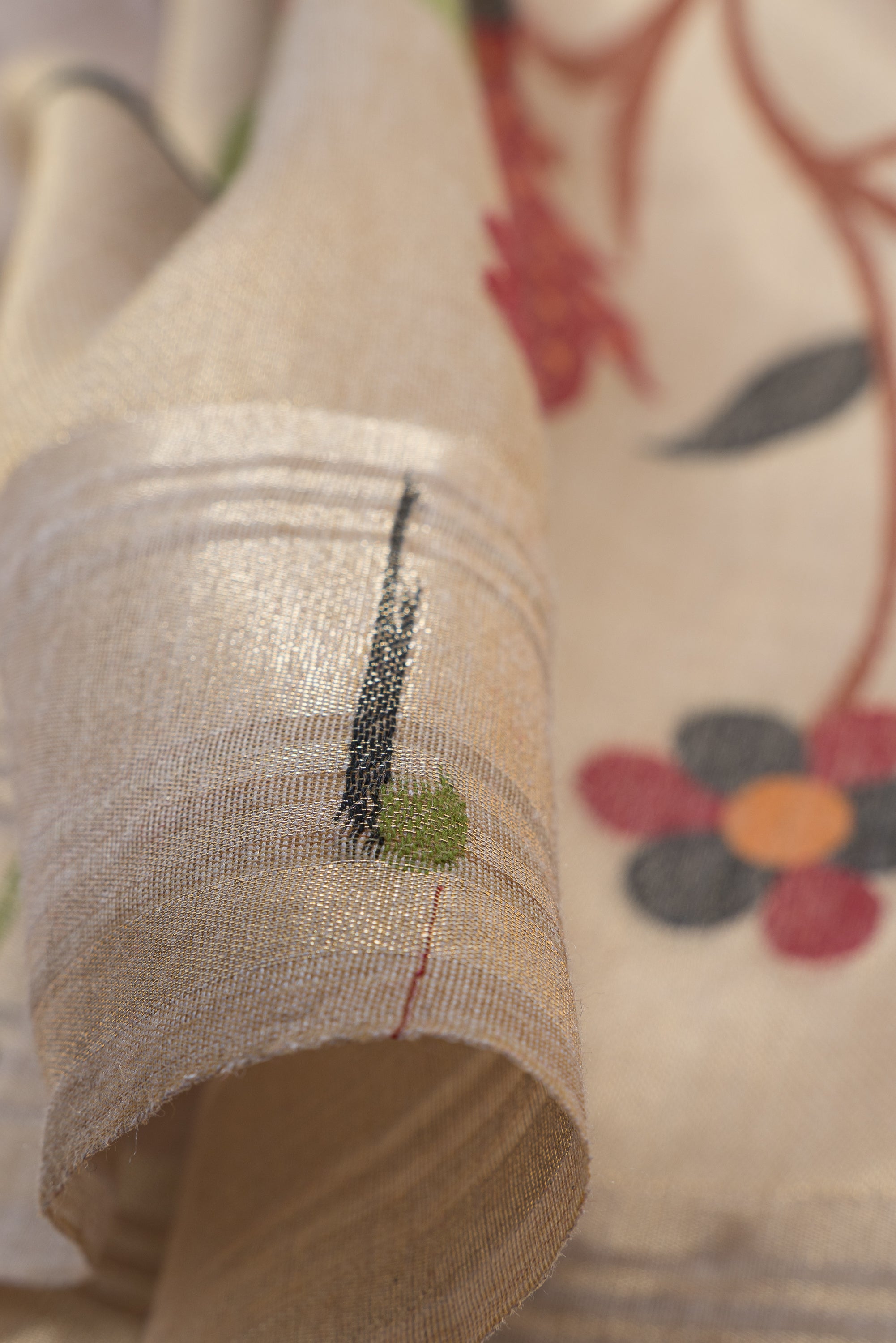 Earthy Grey Jamdhani Cotton Paithani Saree with Adbhuta Mayūra Pallu