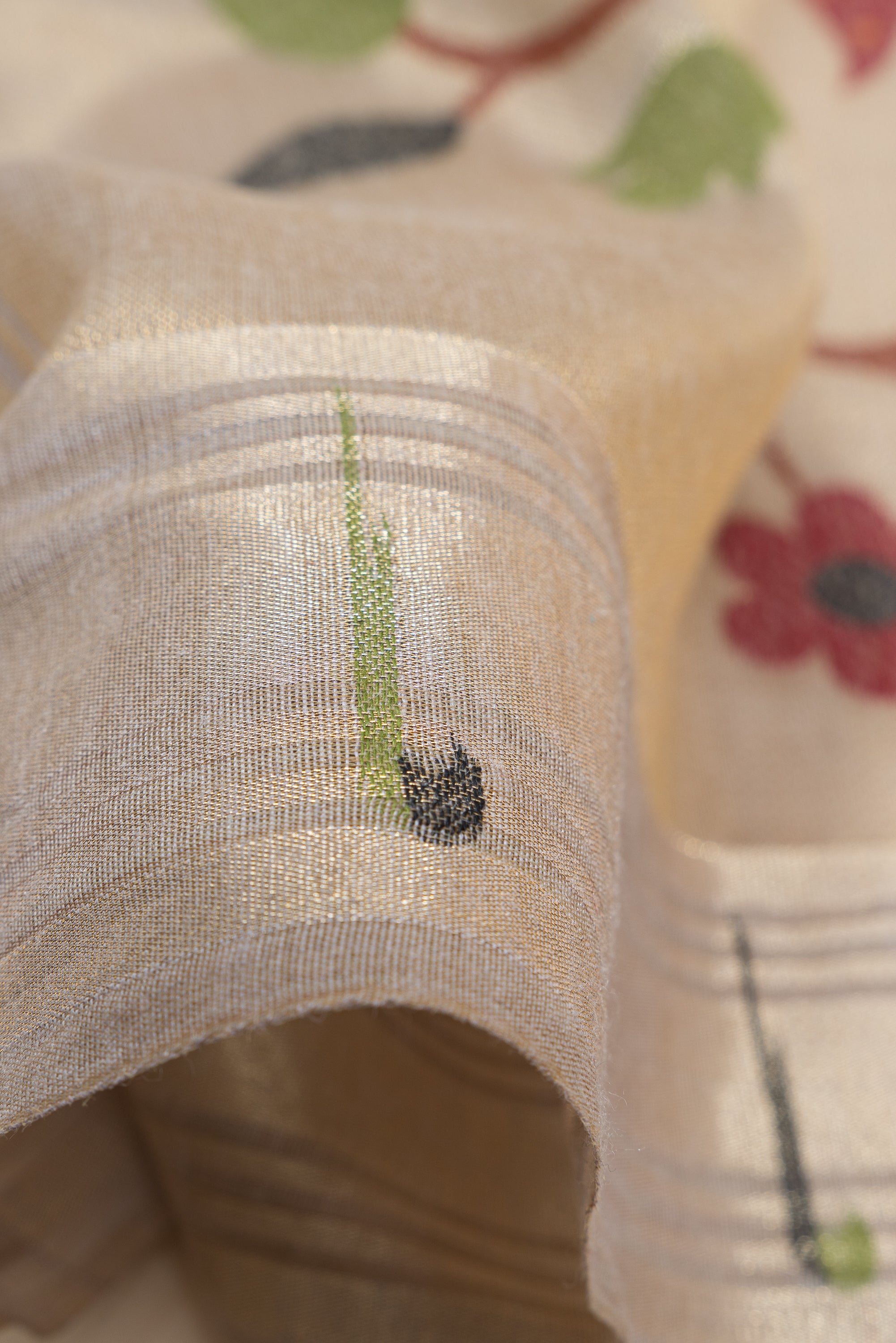 Earthy Grey Jamdhani Cotton Paithani Saree with Adbhuta Mayūra Pallu