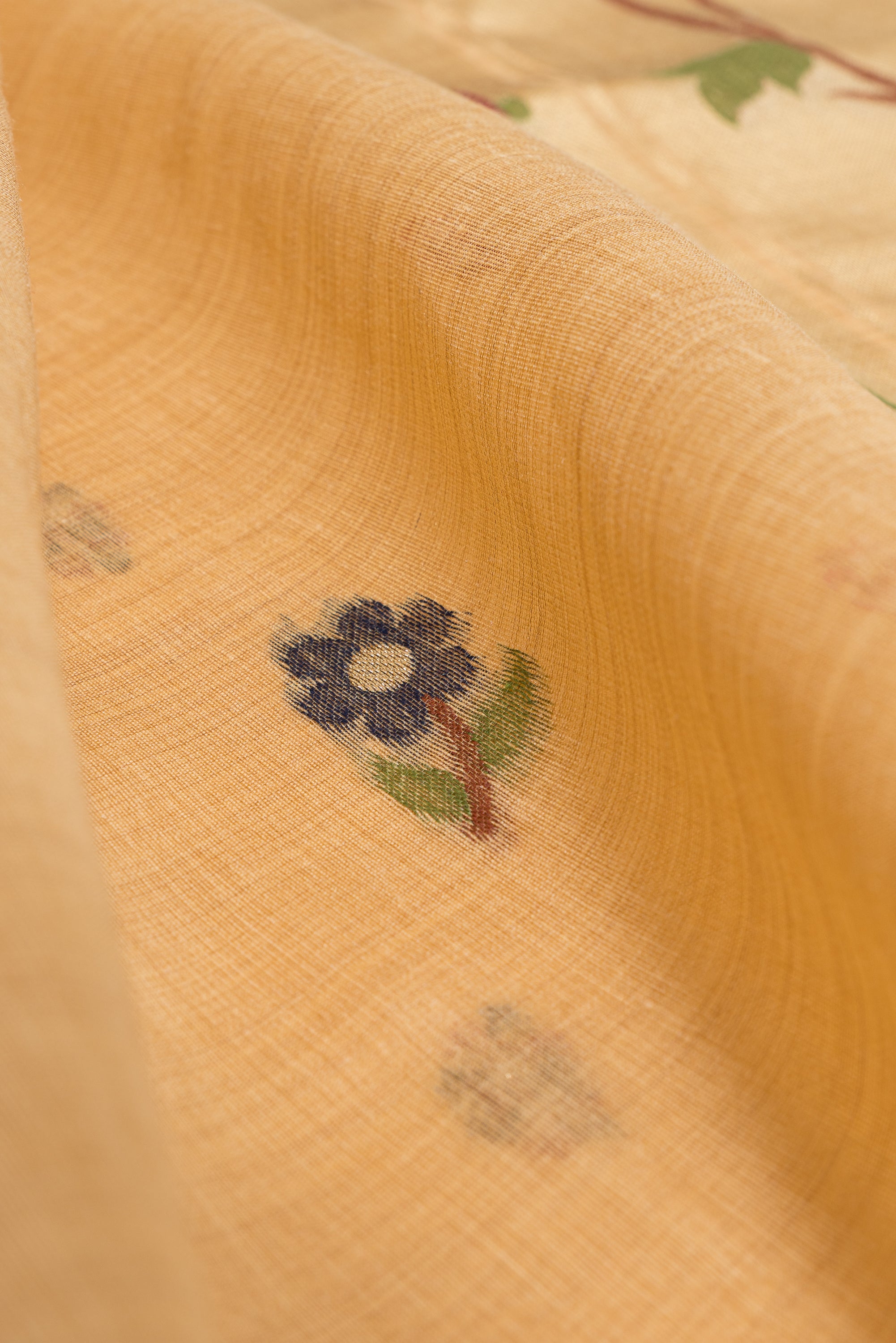 Butter Yellow Jamdhani Cotton Paithani Saree with Adbhuta Mayūra Pallu