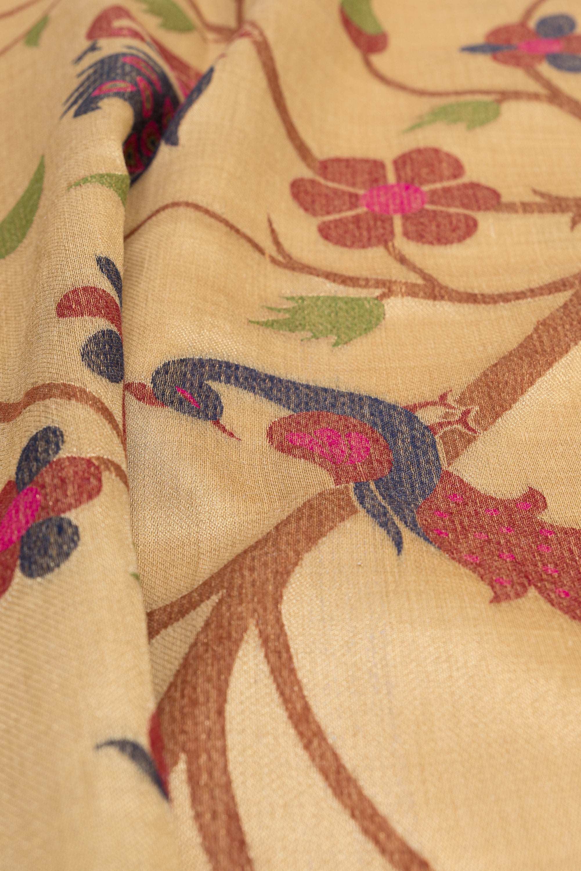 Butter Yellow Jamdhani Cotton Paithani Saree with Adbhuta Mayūra Pallu