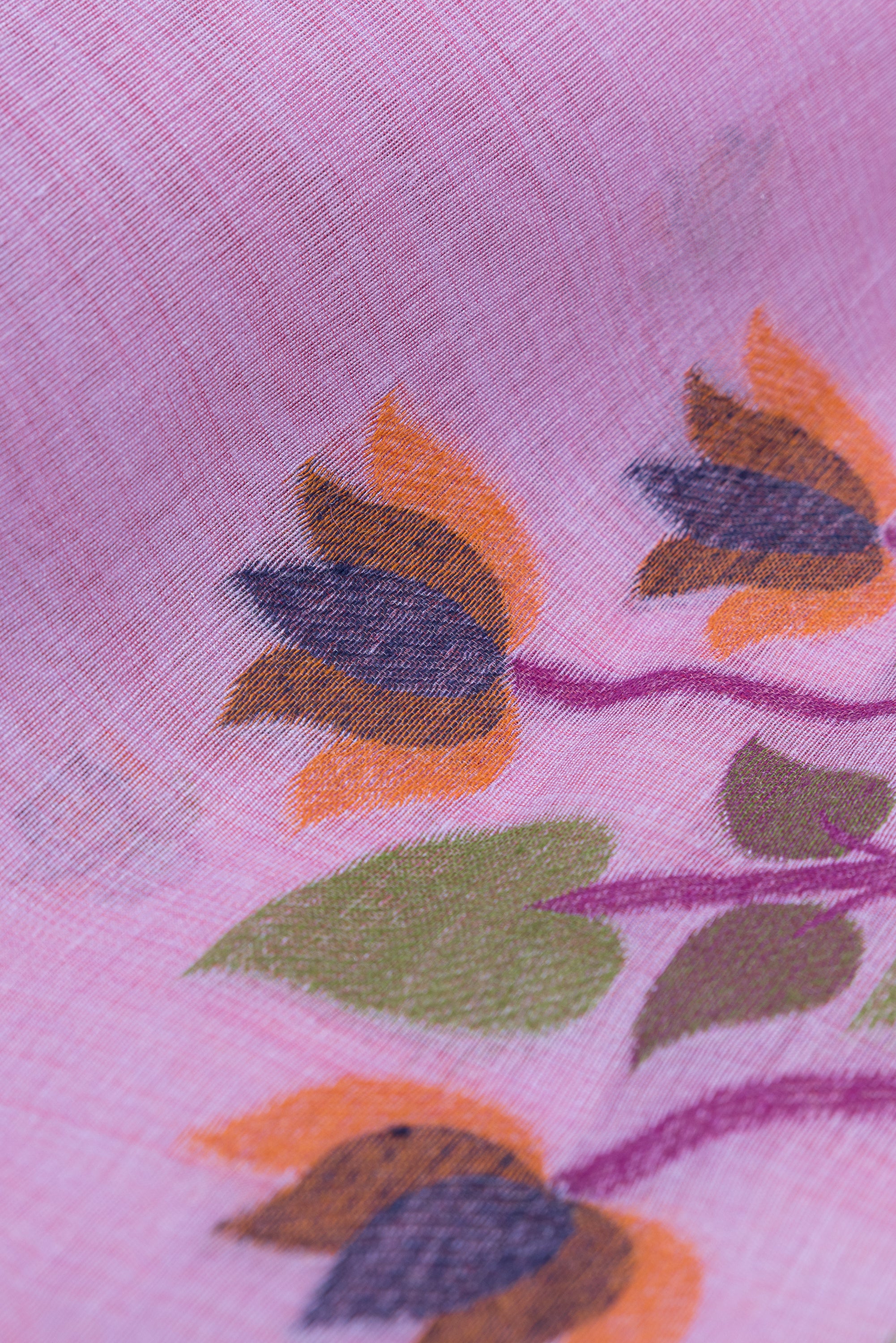 Lavender Cotton Saree with Padma Pallu and Resham threadwork butti