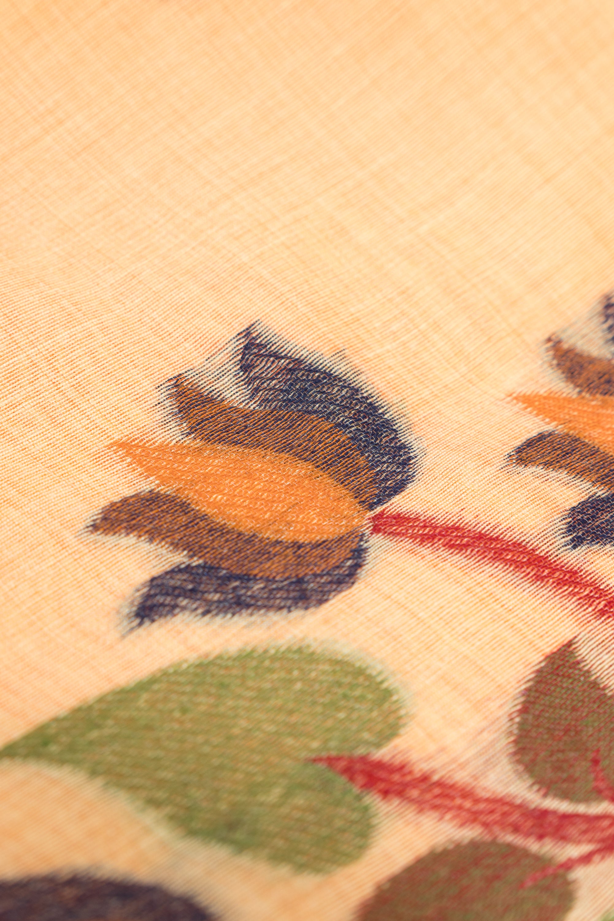 Sunflower Yellow Cotton Saree with Padma Pallu and Resham threadwork butti