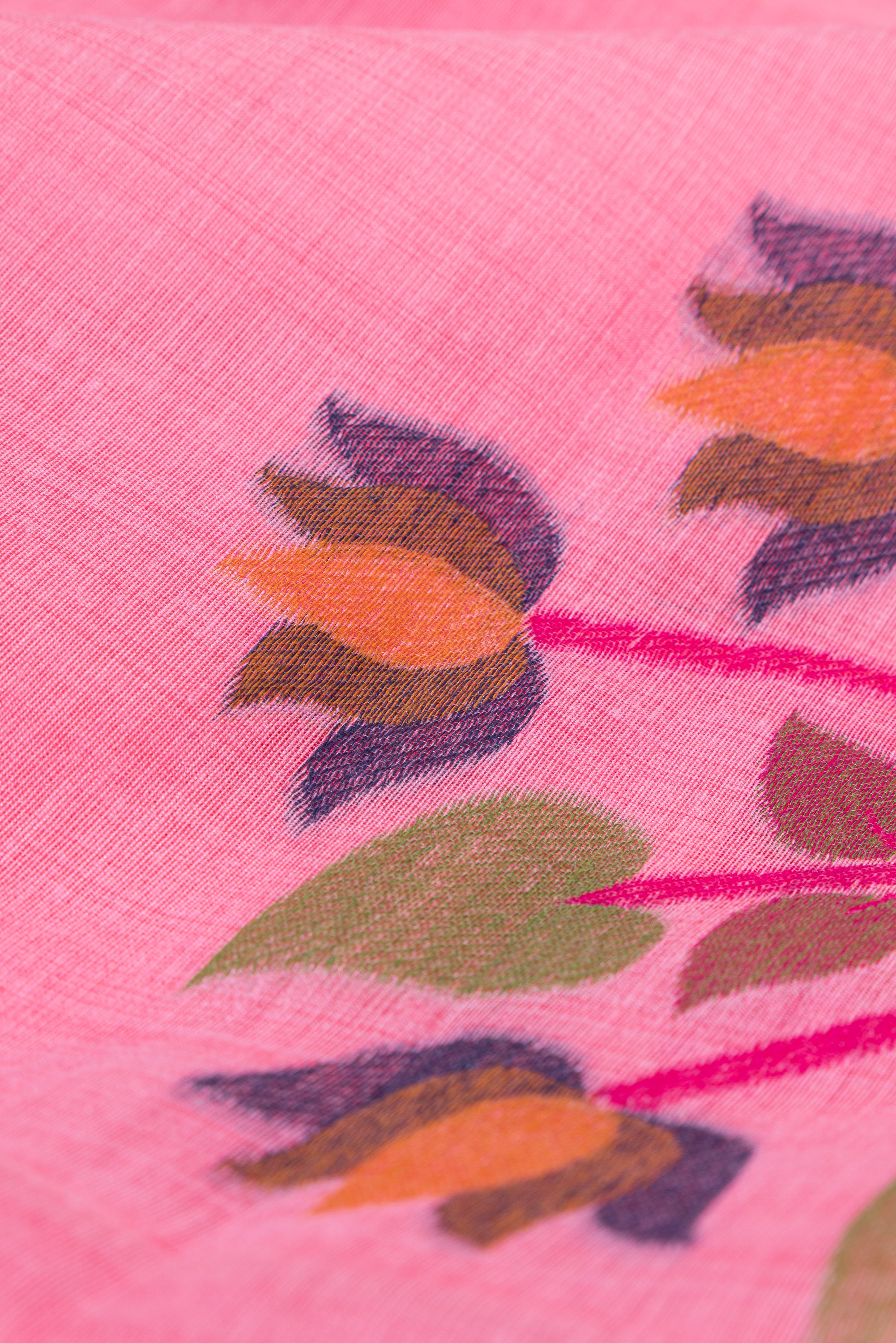 Baby Pink Cotton Saree with Padma Pallu and Resham threadwork butti