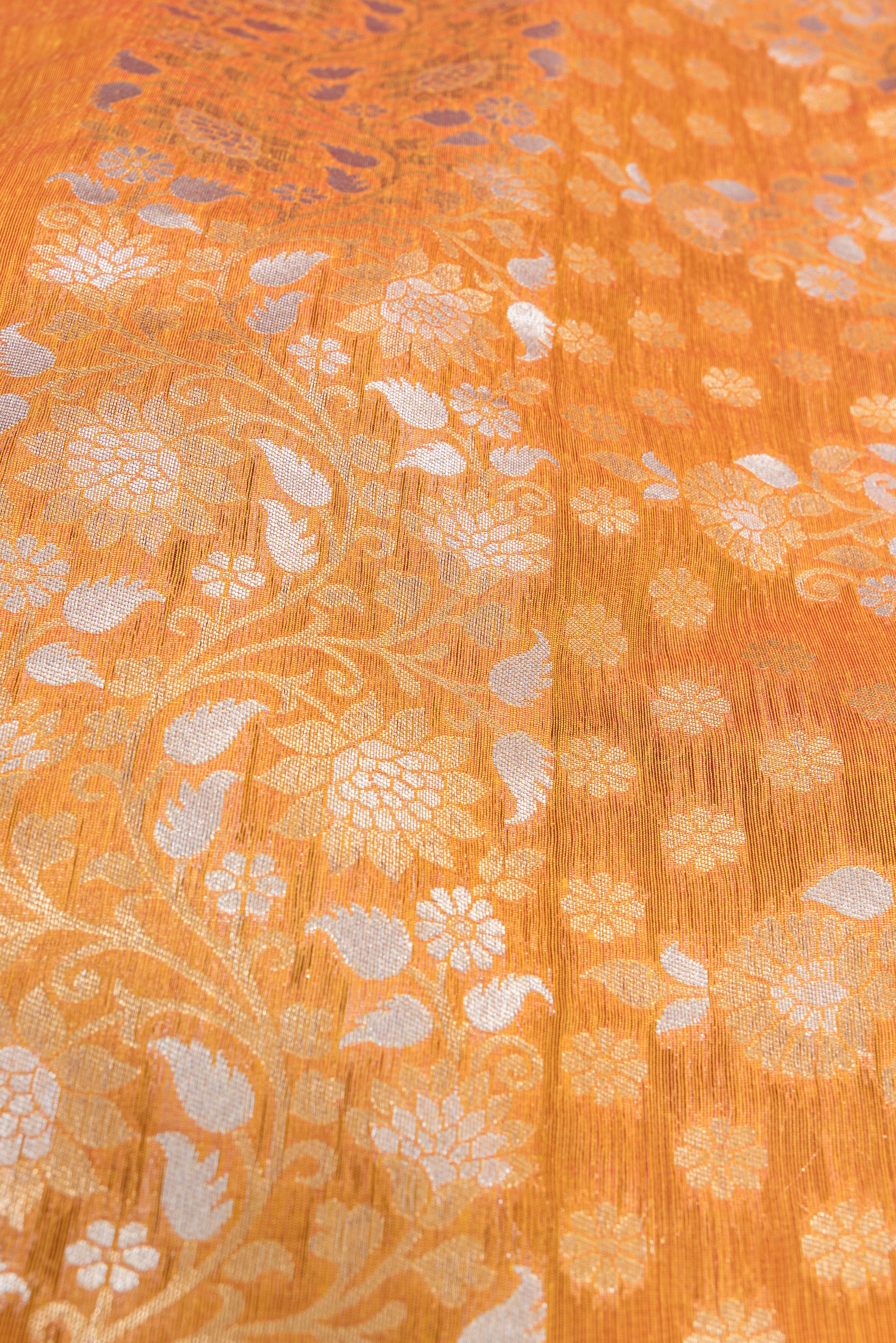 Haldi Yellow Jamdhani Cotton Paithani Saree with Resham stripes, Zari butti and Sequins work