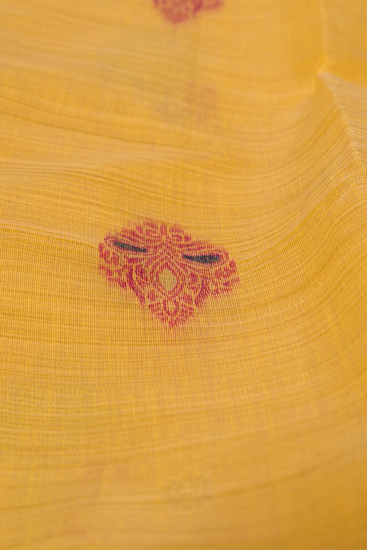 Marigold Yellow Jamdhani Cotton Paithani Saree with Double butti and Pakṣivṛnda Pallu