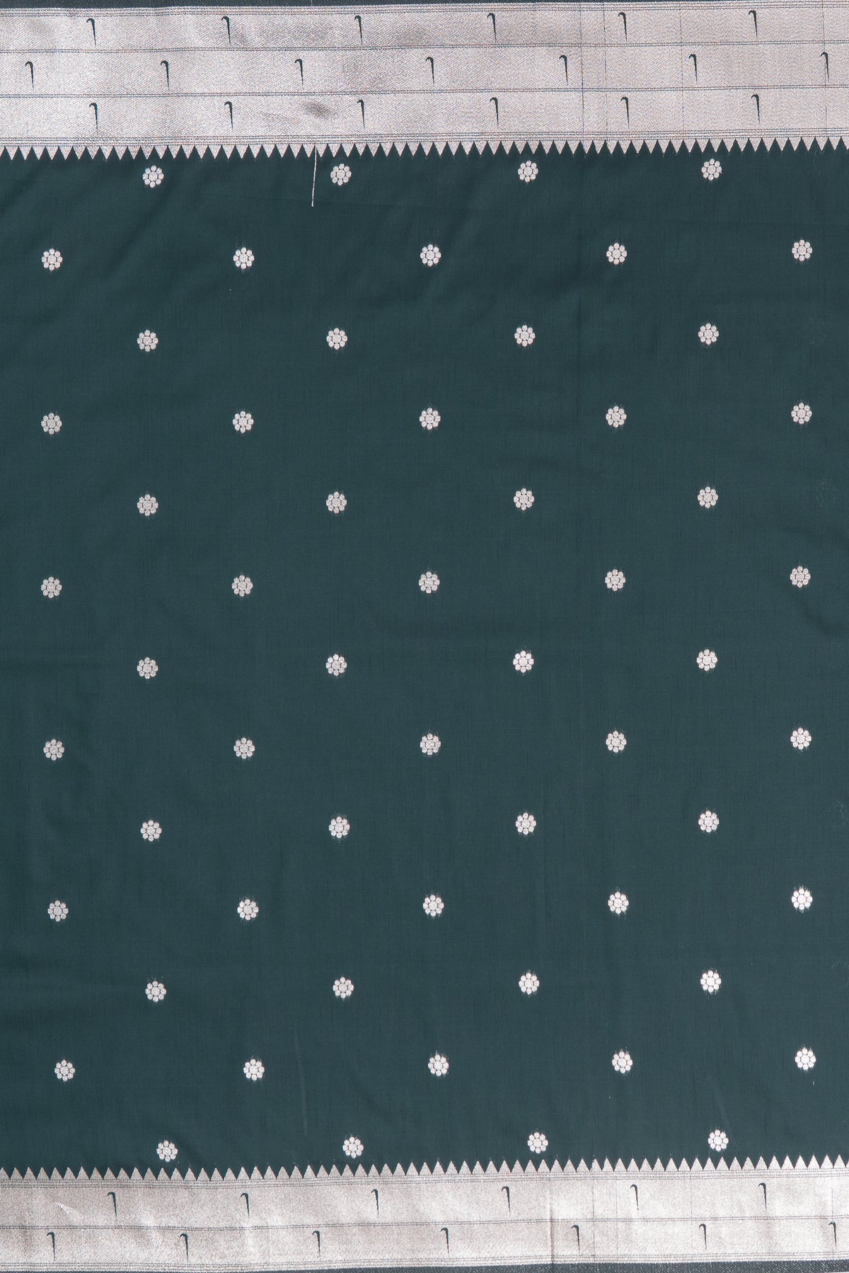 Bottle Green Apurva Silk Paithani Saree with Triple Muniya border and Lotus Pallu