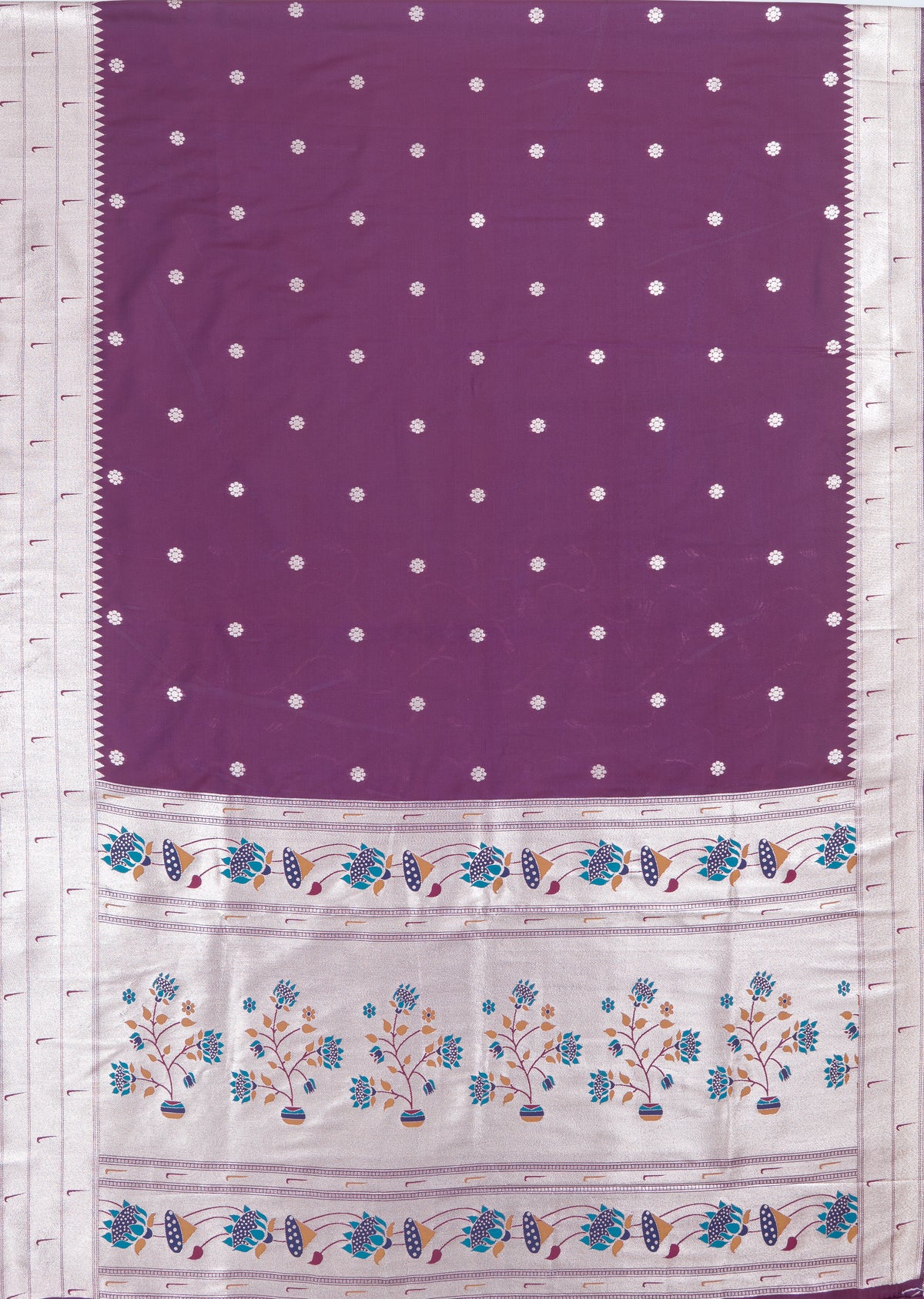 Purple Apurva Silk Paithani Saree with Triple Muniya border and Lotus Pallu
