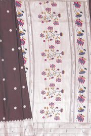 Chocolate Brown Apurva Silk Paithani Saree with Triple Muniya border and Lotus Pallu