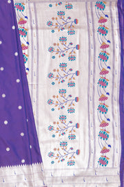 Royal Purple Apurva Silk Paithani Saree with Triple Muniya border and Lotus Pallu