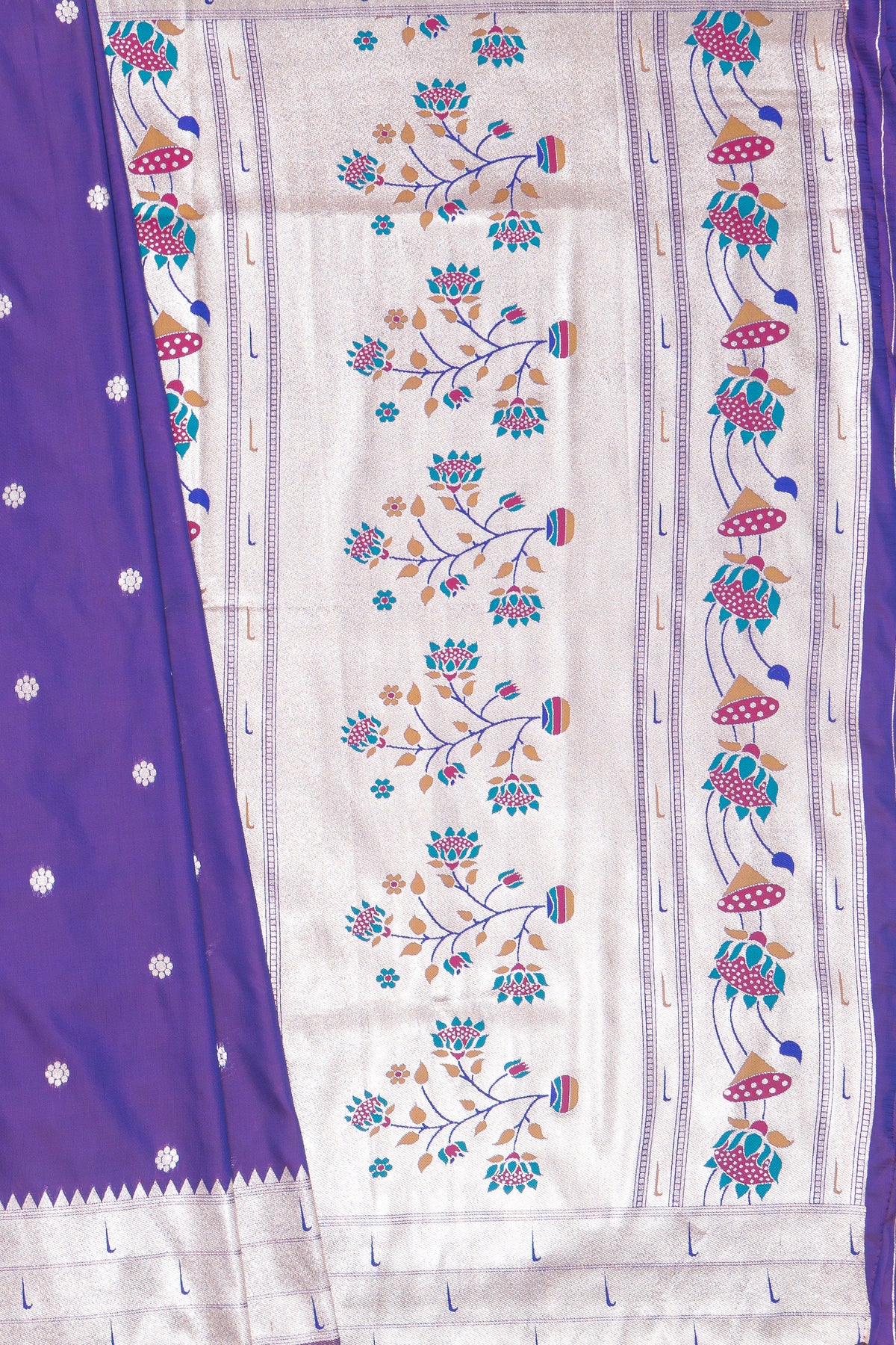 Royal Purple Apurva Silk Paithani Saree with Triple Muniya border and Lotus Pallu