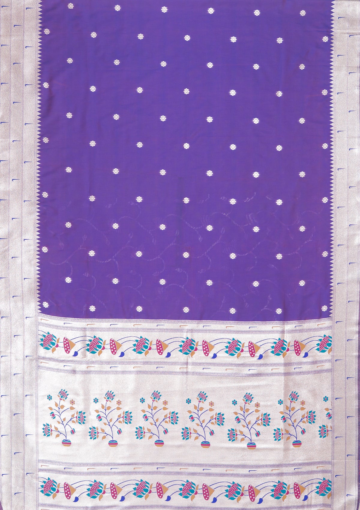 Royal Purple Apurva Silk Paithani Saree with Triple Muniya border and Lotus Pallu