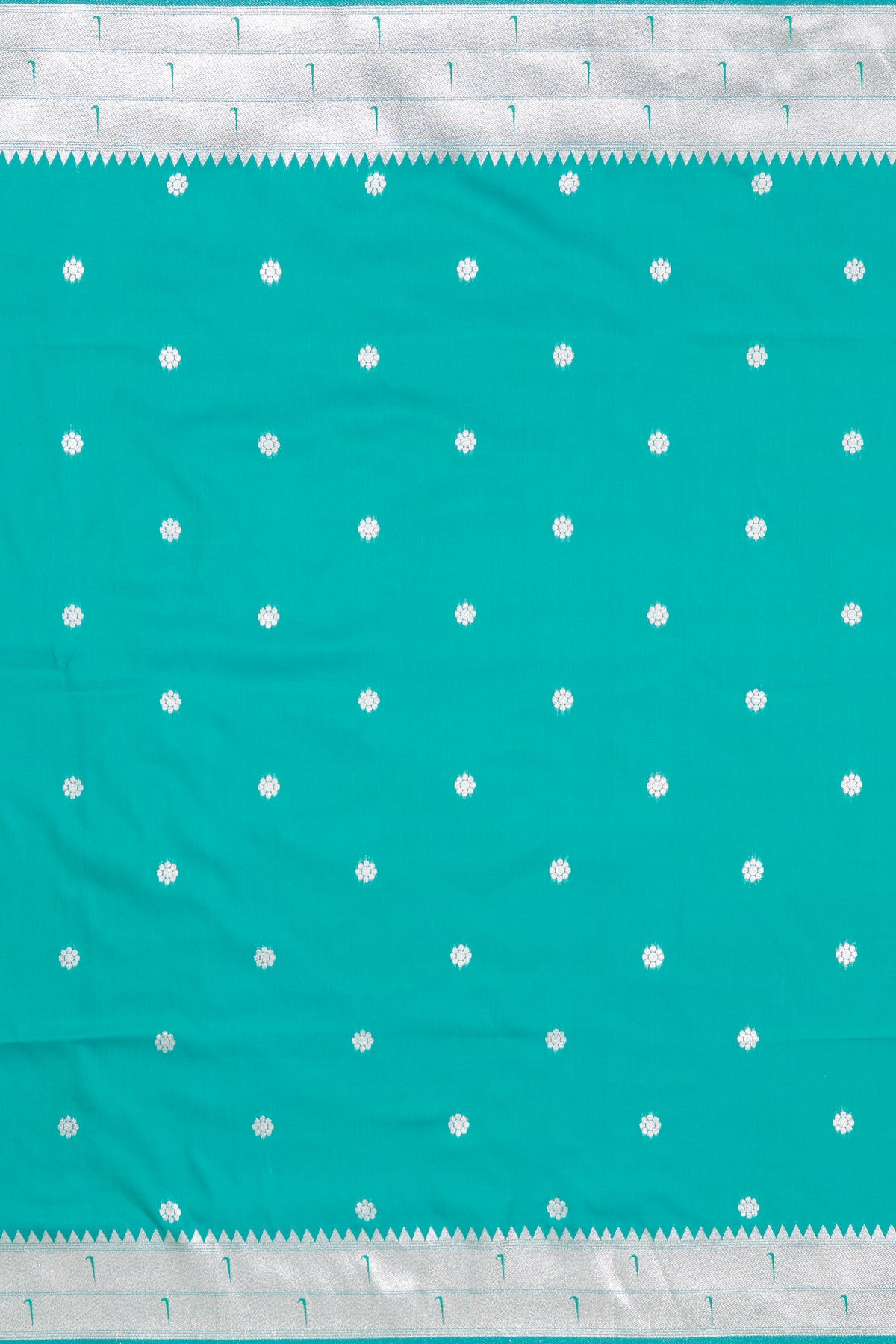 Sea Green Apurva Silk Paithani Saree with Triple Muniya border and Lotus Pallu