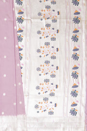 Pastel Pink Apurva Silk Paithani Saree with Triple Muniya border and Lotus Pallu