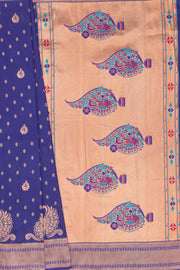 Royal Purple Apurva Silk Paithani Saree with Meena butti, gold zari and Ṣaṭmayūrapallu