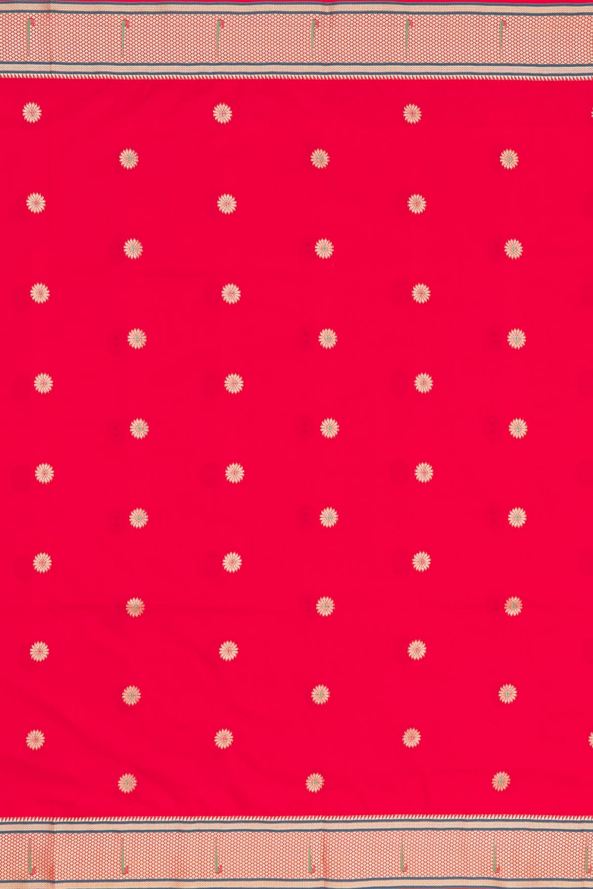 Royalty Red Katan Silk Paithani Saree with Meena butti, Muniya border and Dvi-Mayūra Vrikṣa