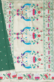 Bottle Green Apurva Silk Paithani Saree with Star Meena butti, and Rajhans Pallu