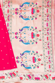 Rani Pink Apurva Silk Paithani Saree with Star Meena butti, and Rajhans Pallu